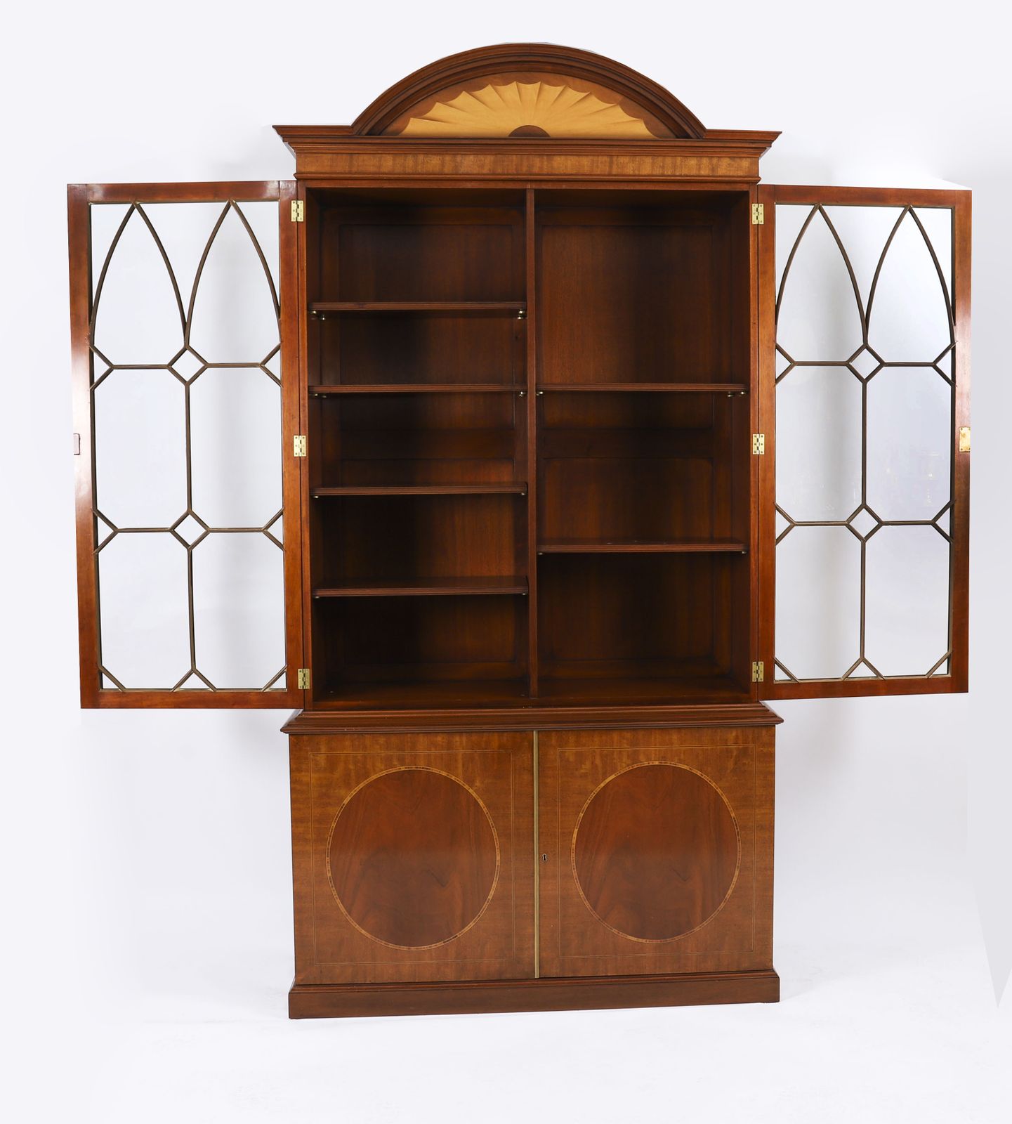 Furniture Vintage Pair English George III Revival Library Bookcases 20th C photo