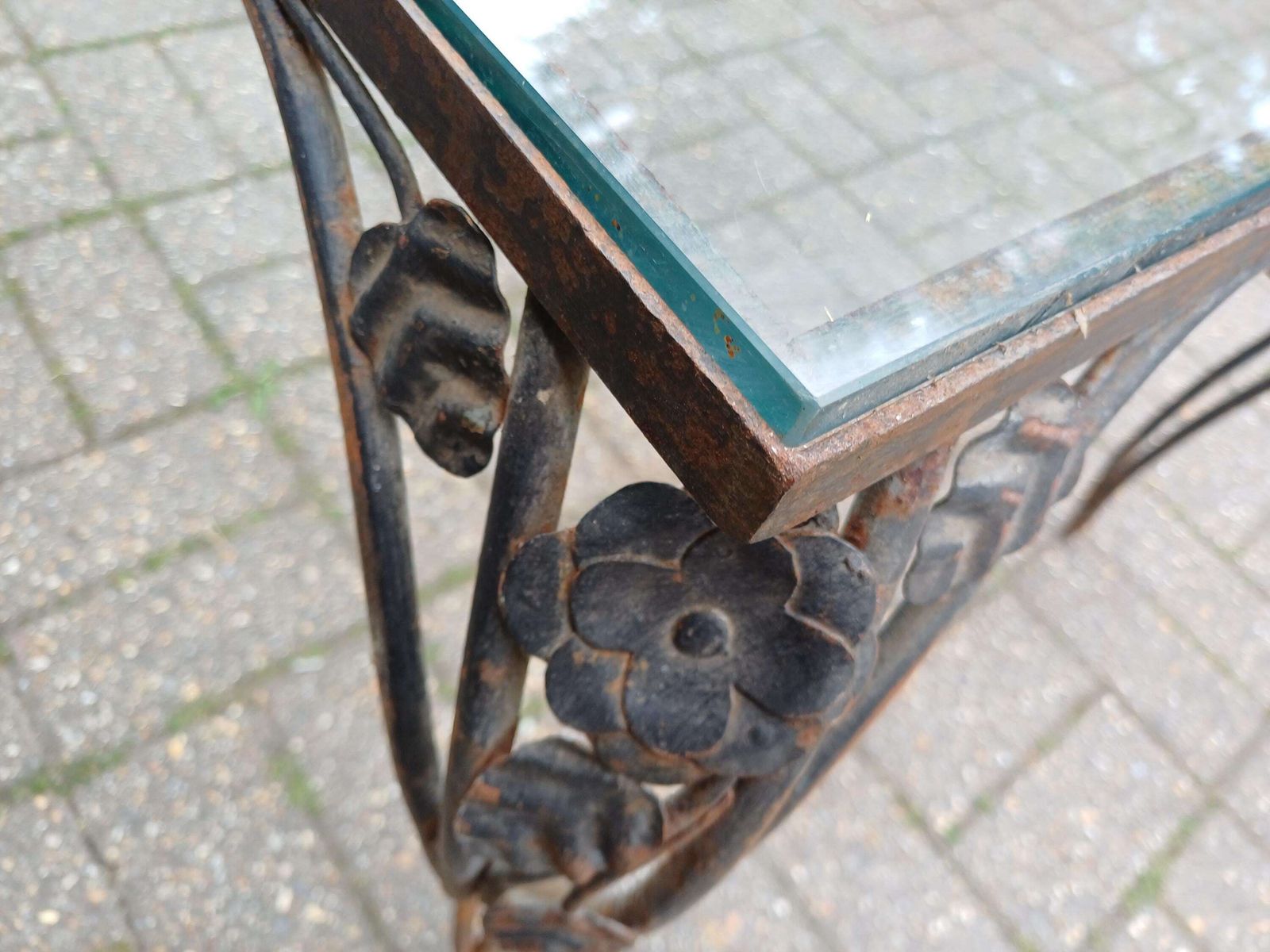 Industrial Iron & Glass Coffee Table Upcycled Rustic Age Worn Statement Vintage Table With 1cm Thick Toughened Glass Top Free Hand Delivery photo 595.0
