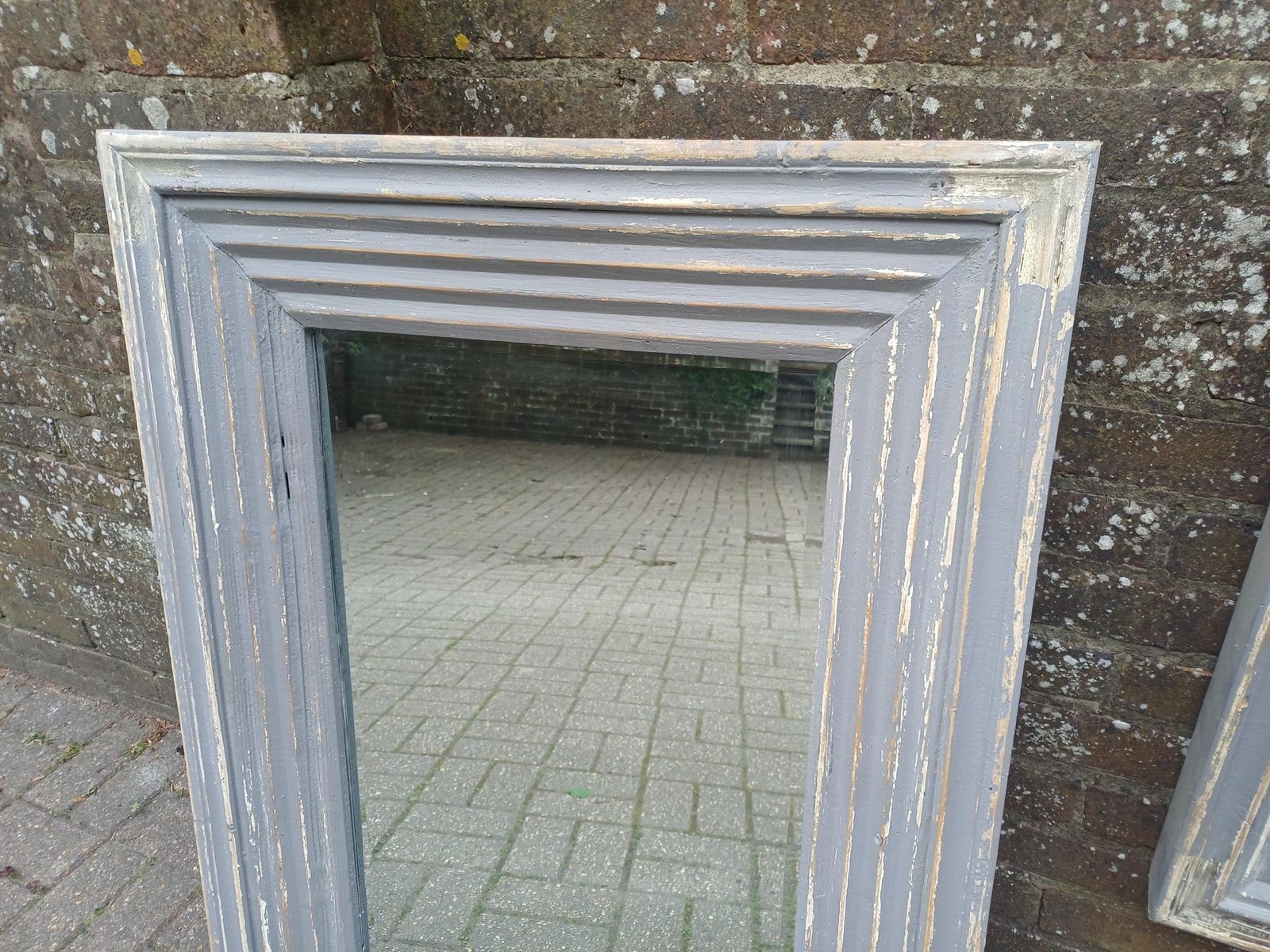 Large Pair Large French Style Distressed Grey Wall Mirrors Vintage Shabby Chic Bevelled Glass Wooden Mirrors Free Hand Delivery photo buy