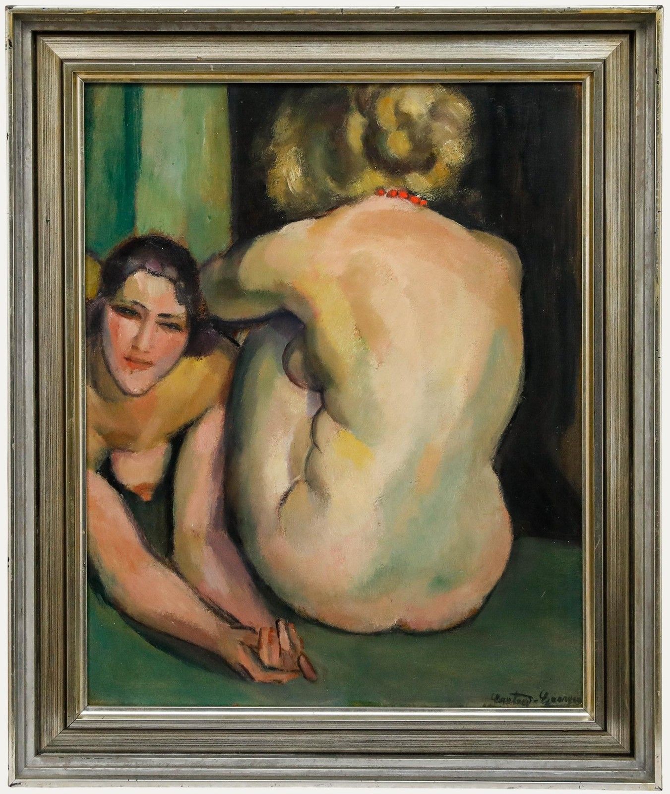 Georges Creten (1887 1966) Framed Early 20th Century Oil, Duo Féminin