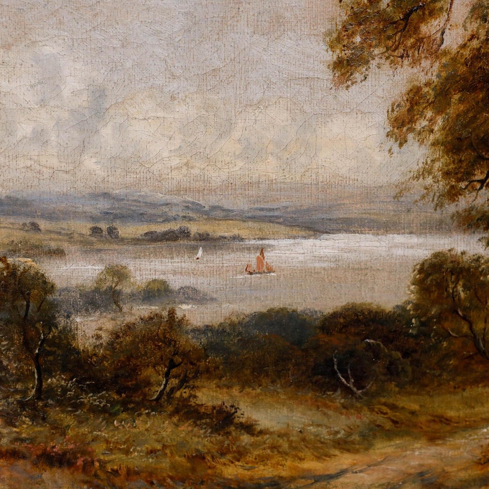Sidney Yates Johnson (Fl. 1890 1926) Framed Oil, Rail Sails On The Estuary photo vinterior