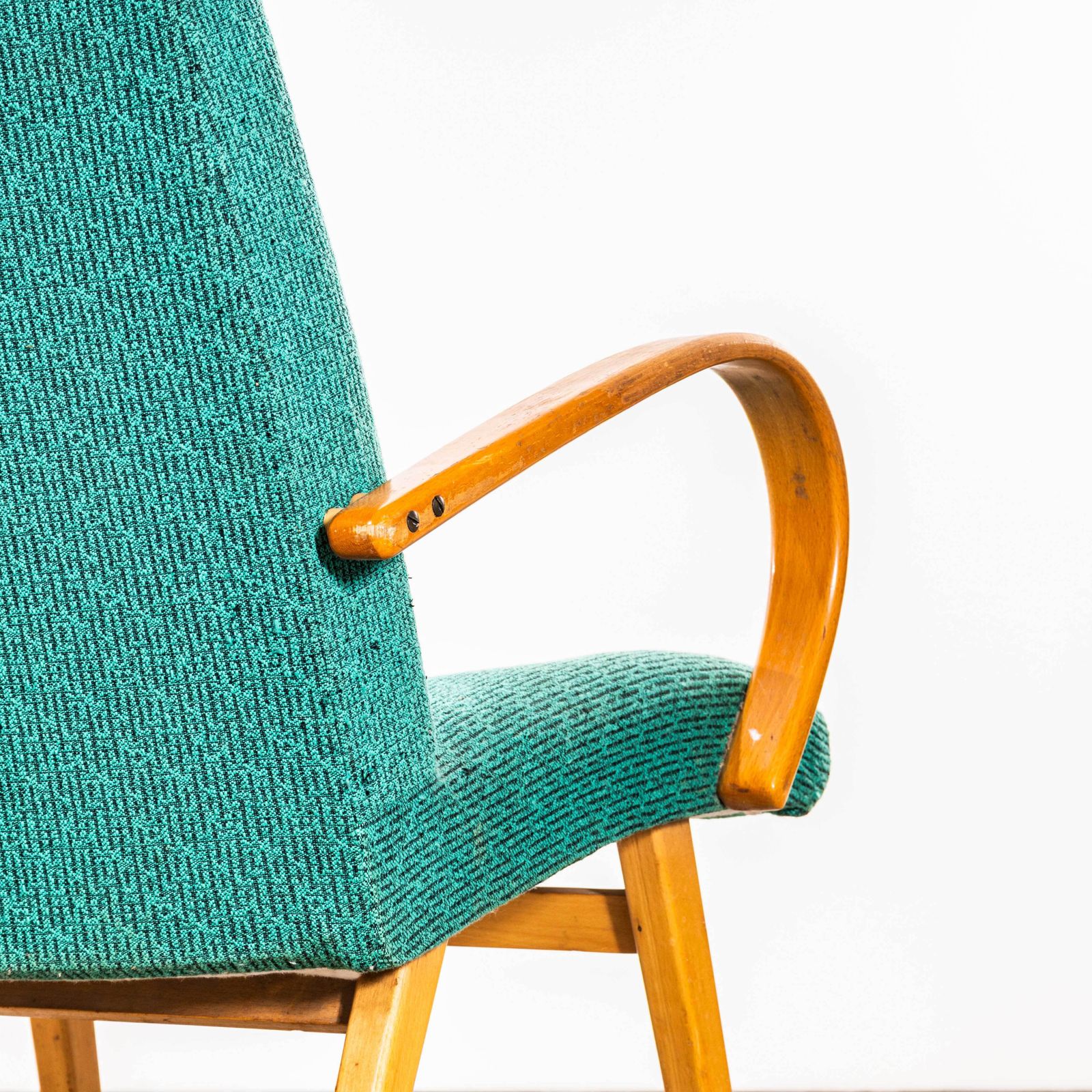 1960's Original Pair Of Armchairs   Teal With Maze Effect photo vintage