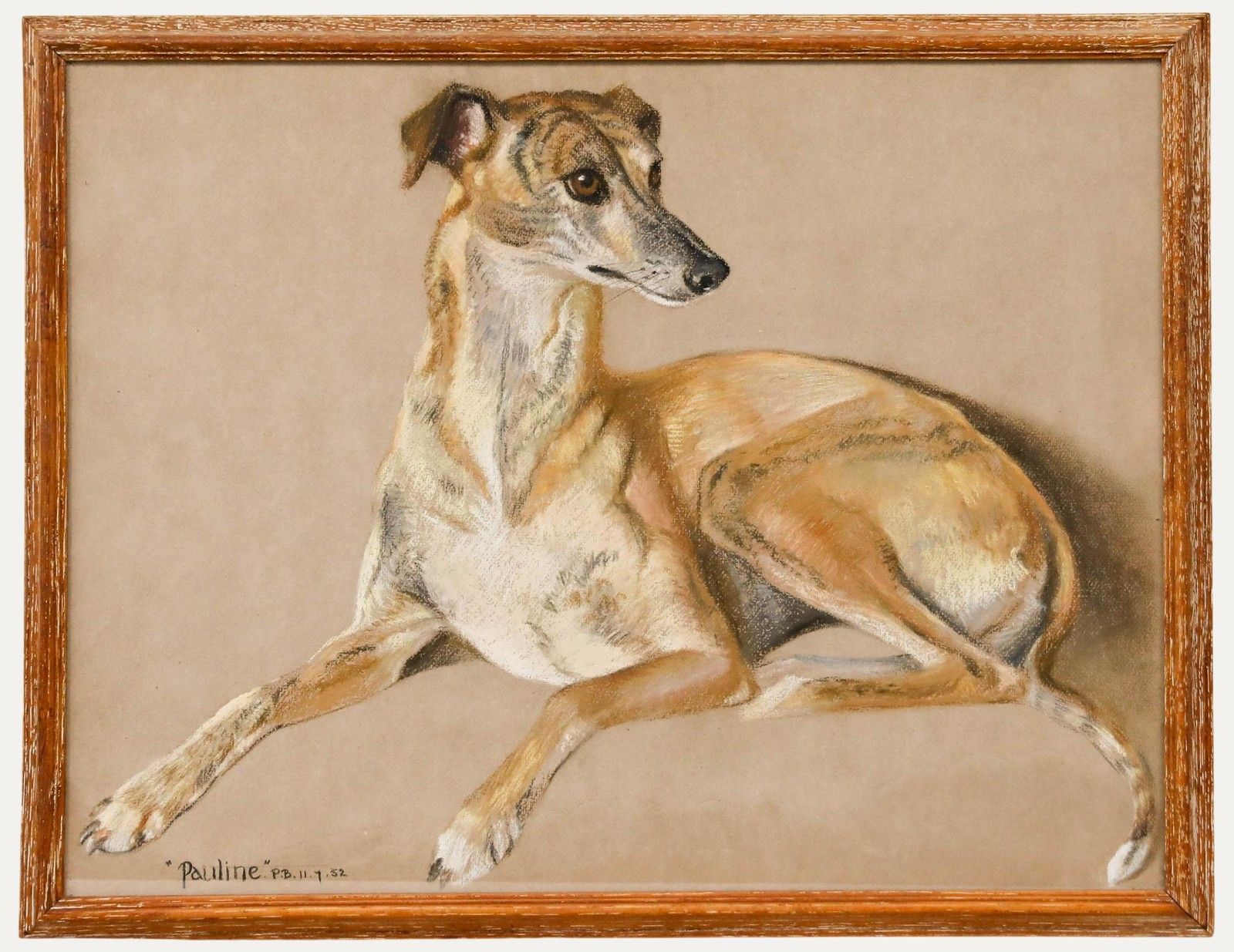 Attrib. David Denyer Framed Mid 20th Century Pastel, Pauline The Whippet