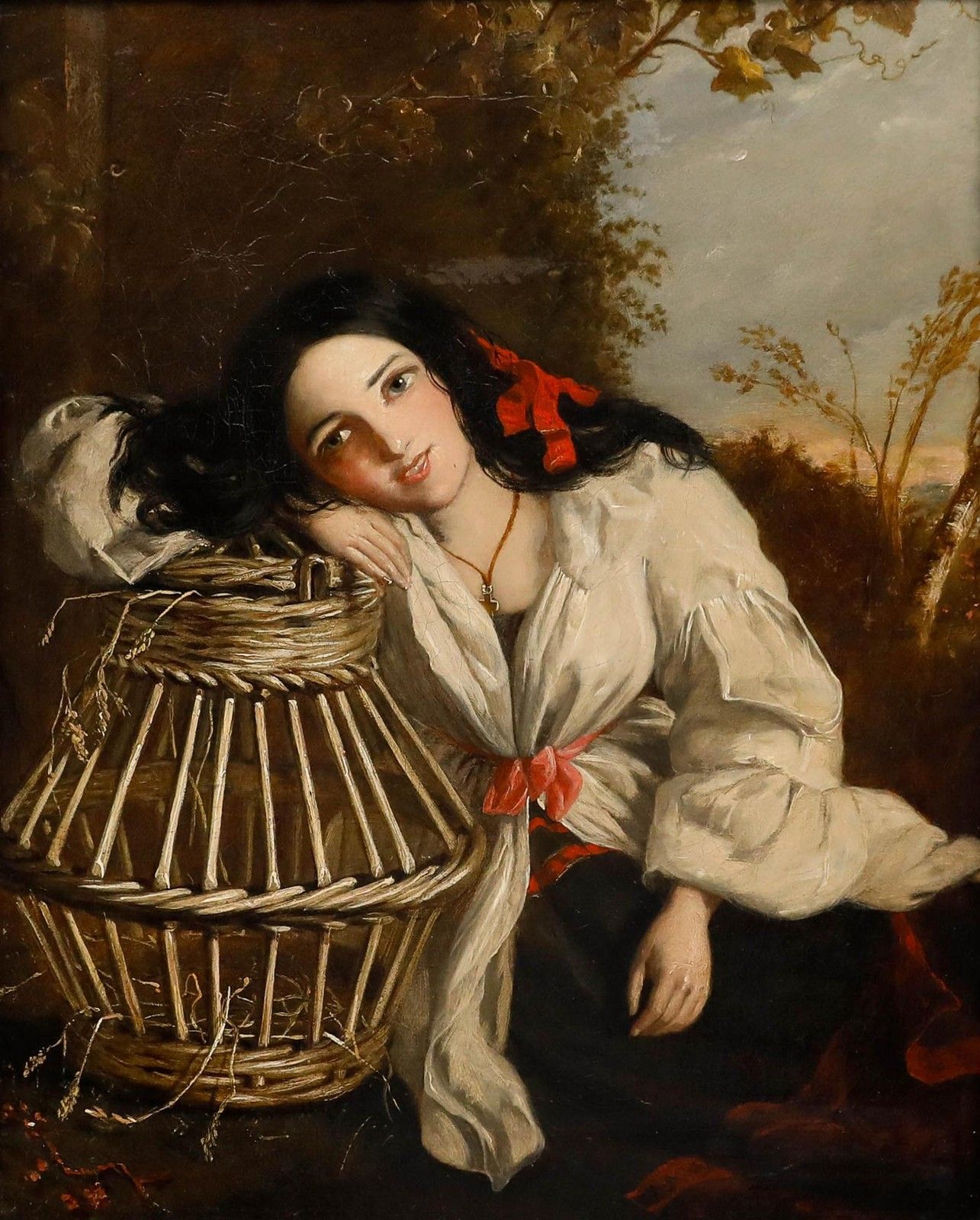 Manner Of Charles Baxter (1809 1879) Late 19th Century Oil, Contemplative Girl photo furniture