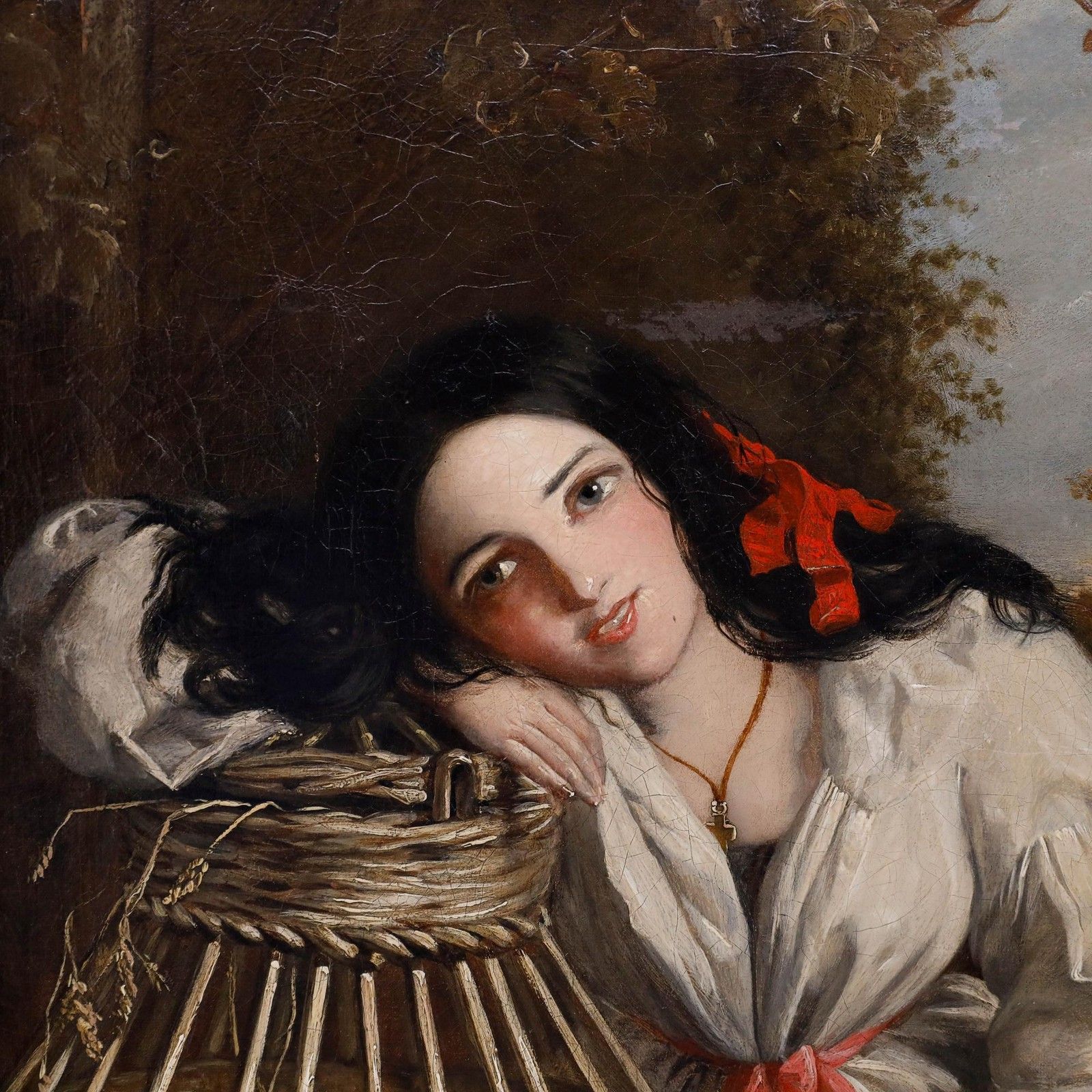 Manner Of Charles Baxter (1809 1879) Late 19th Century Oil, Contemplative Girl photo vinterior