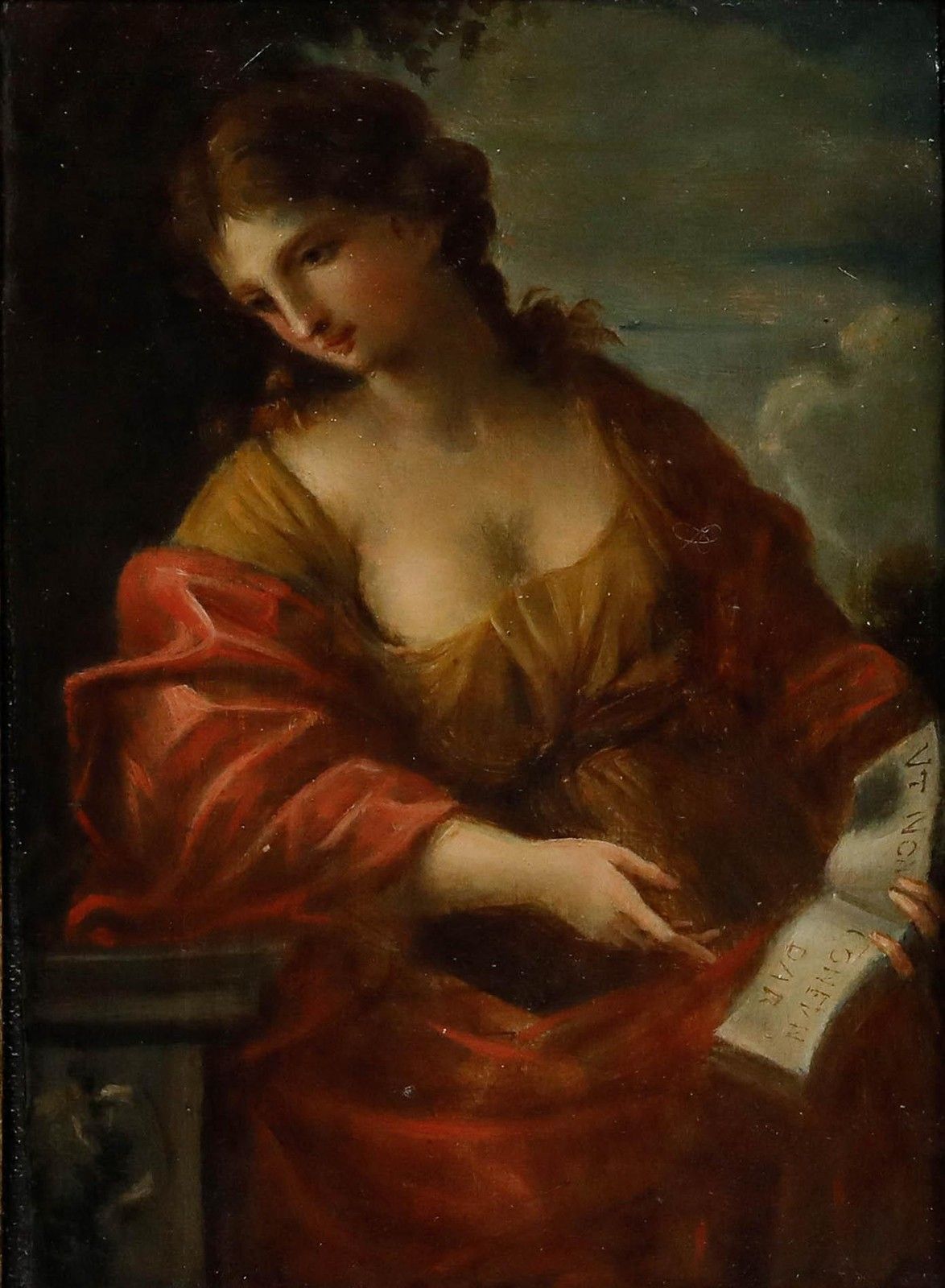 After Giovanni Francesco Romanelli Framed 19th Century Oil, The Cumean Sybil photo furniture