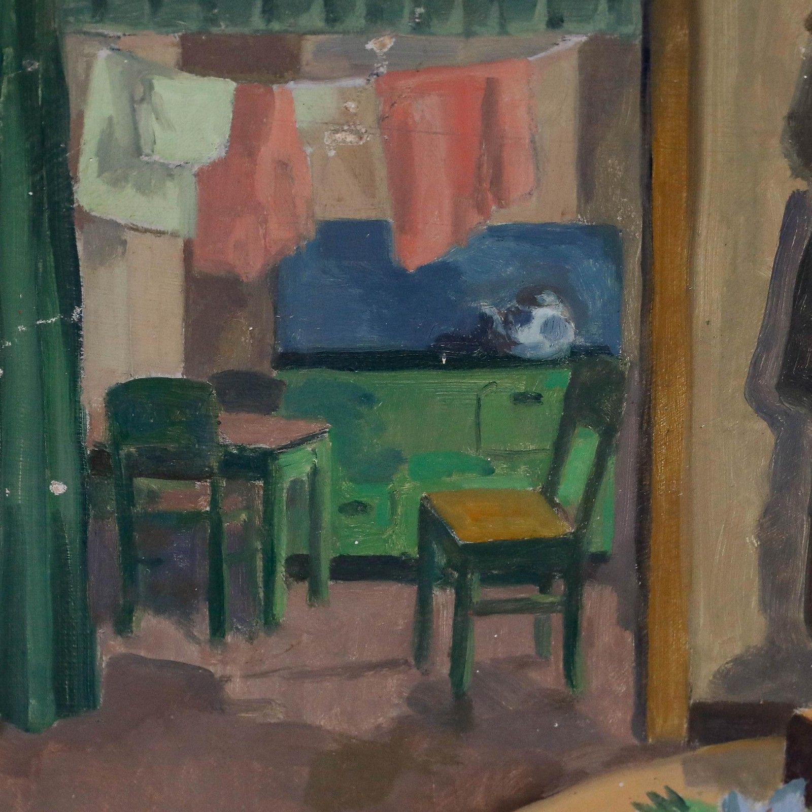 Pasowe Framed Mid 20th Century Oil, Interior From The Campine photo vinterior