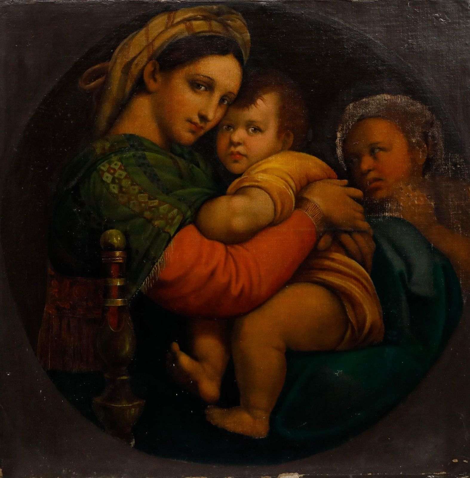 After Raphael Italian School 19th Century Oil, Madonna Della Sedia photo furniture