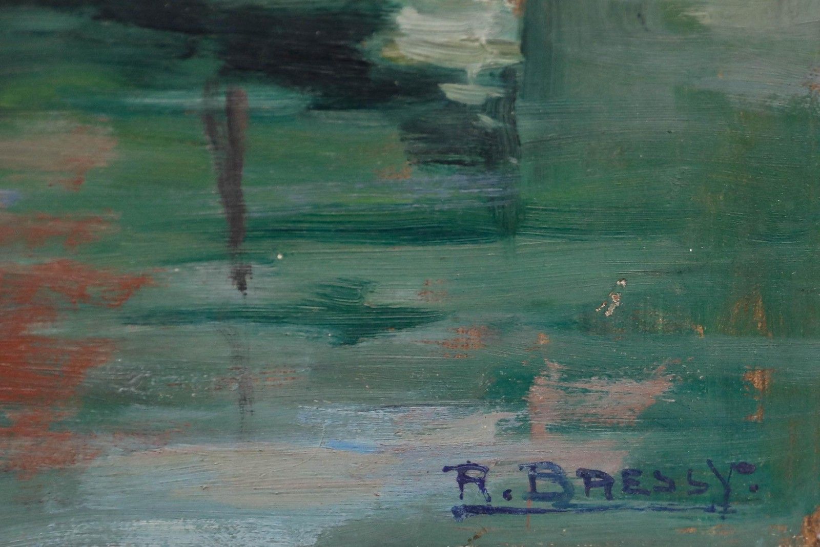 Richard Bressy (1906 1980) Framed Mid 20th Century Oil, Boats In Ostend photo vintage
