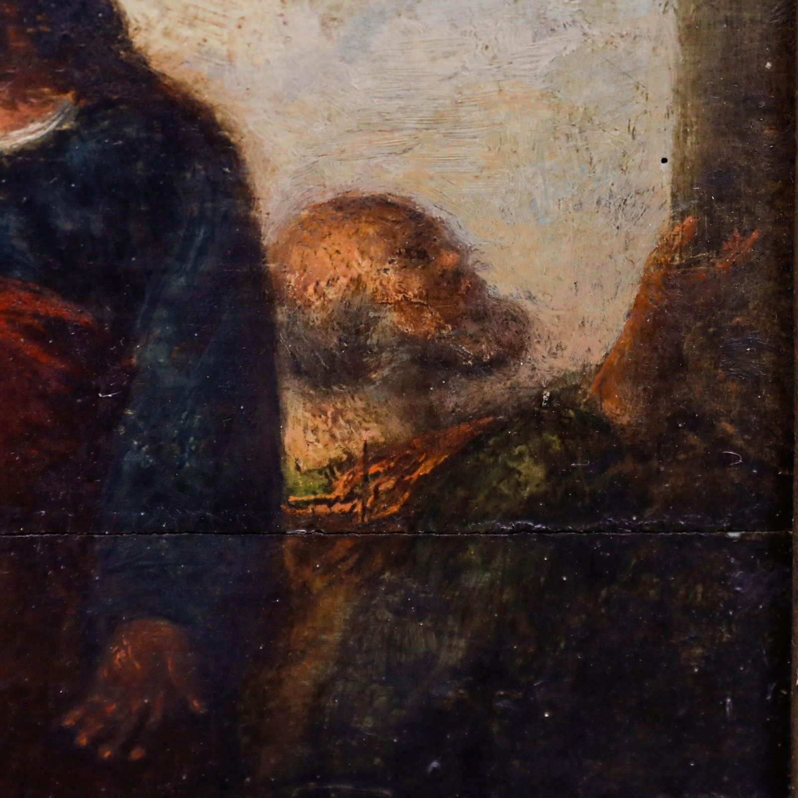 Framed Early 19th Century Oil Jesus & His Disciples photo 350.0