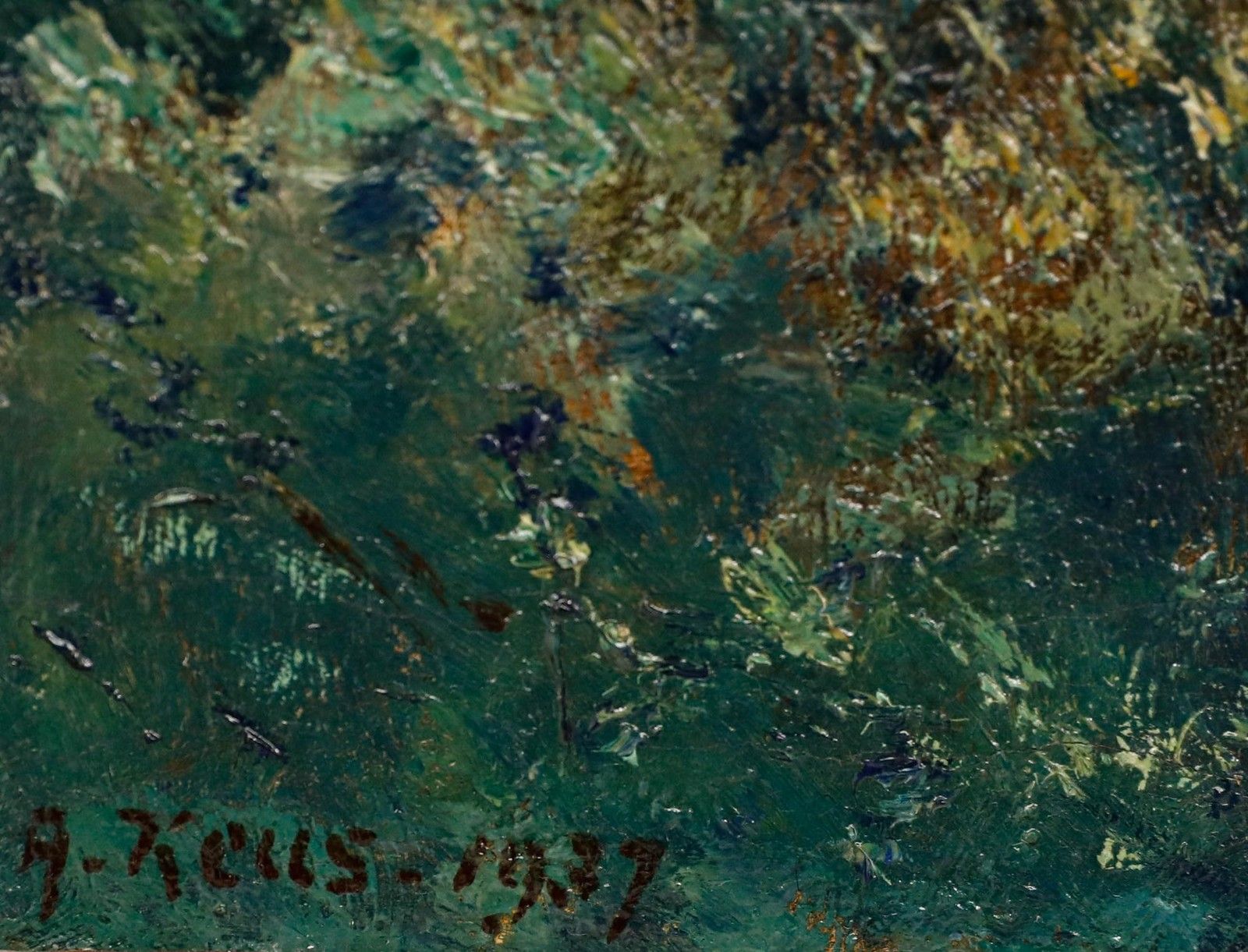 Adriaan Keus (1875 1955) 1937 Oil, Forest View photo vintage