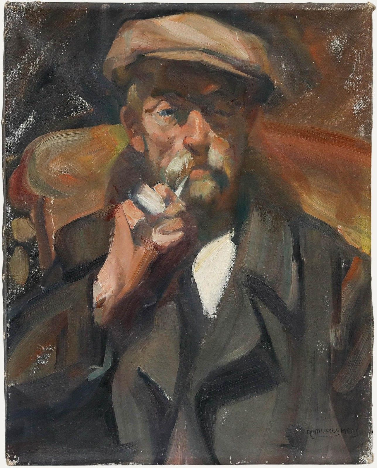 Antoine Pluymers (1910 1967) Mid 20th Century Oil, The Pipe Smoker