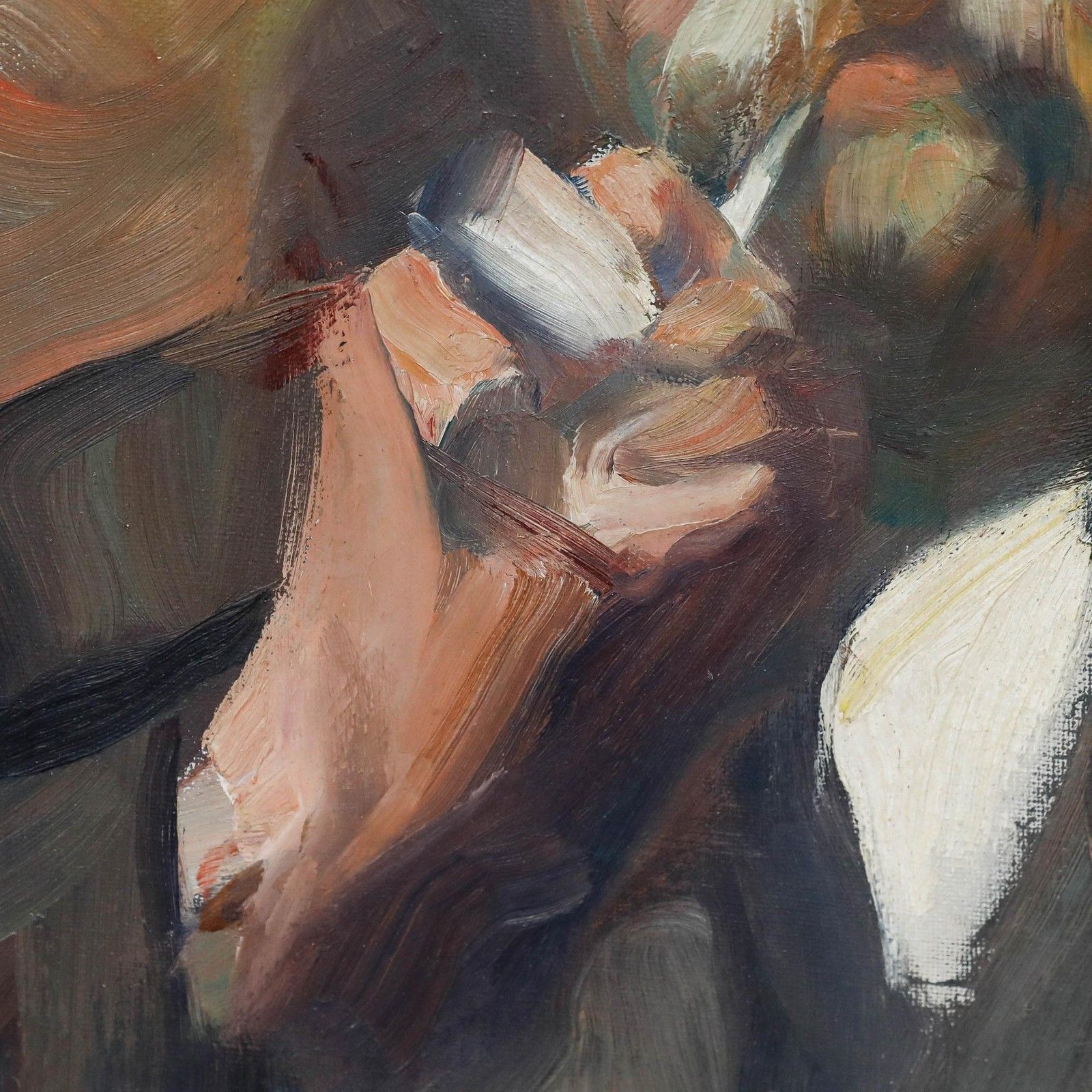 Antoine Pluymers (1910 1967) Mid 20th Century Oil, The Pipe Smoker photo 450.0