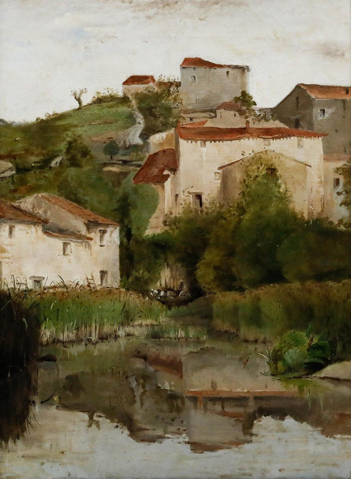 Attrib. Paul Mathey (1891 1972) Early 20th Century Oil, Village By The Water photo furniture