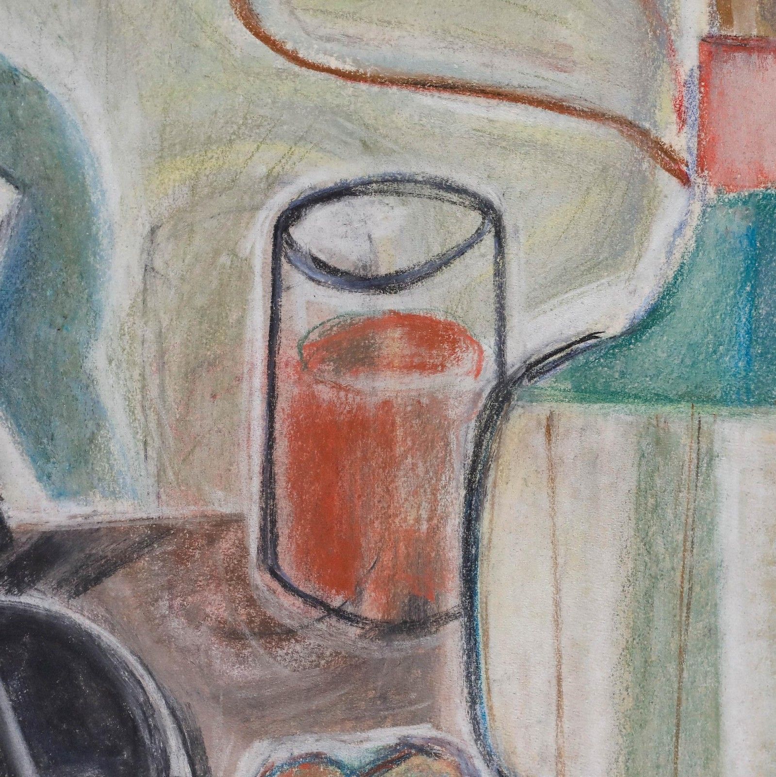 Johann Winter (1898 1964) Pastel, Still Life With Fiasco Bottle I photo Art