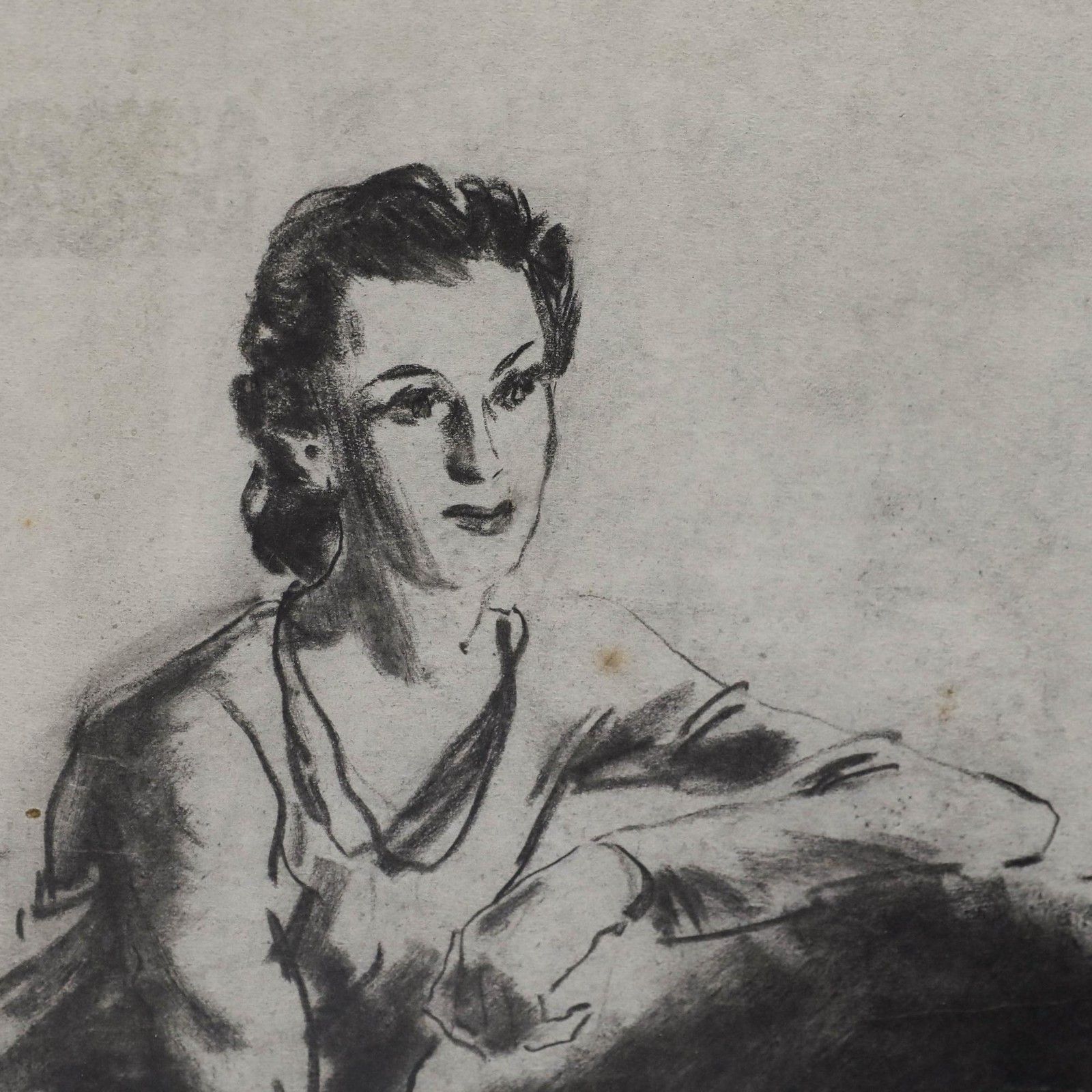 Film Noir C.1940 Charcoal Drawing Tension In The Room photo for sale
