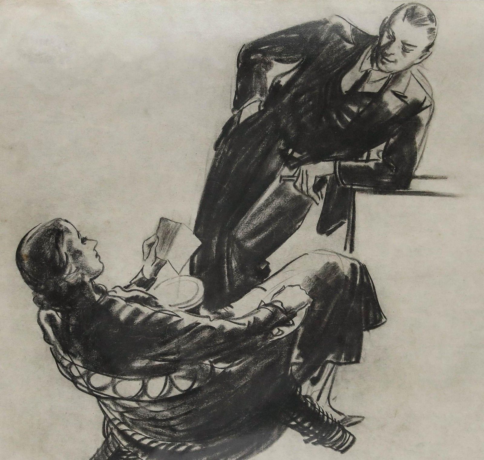 Film Noir C.1940 Charcoal Drawing An Academic Exchange photo furniture