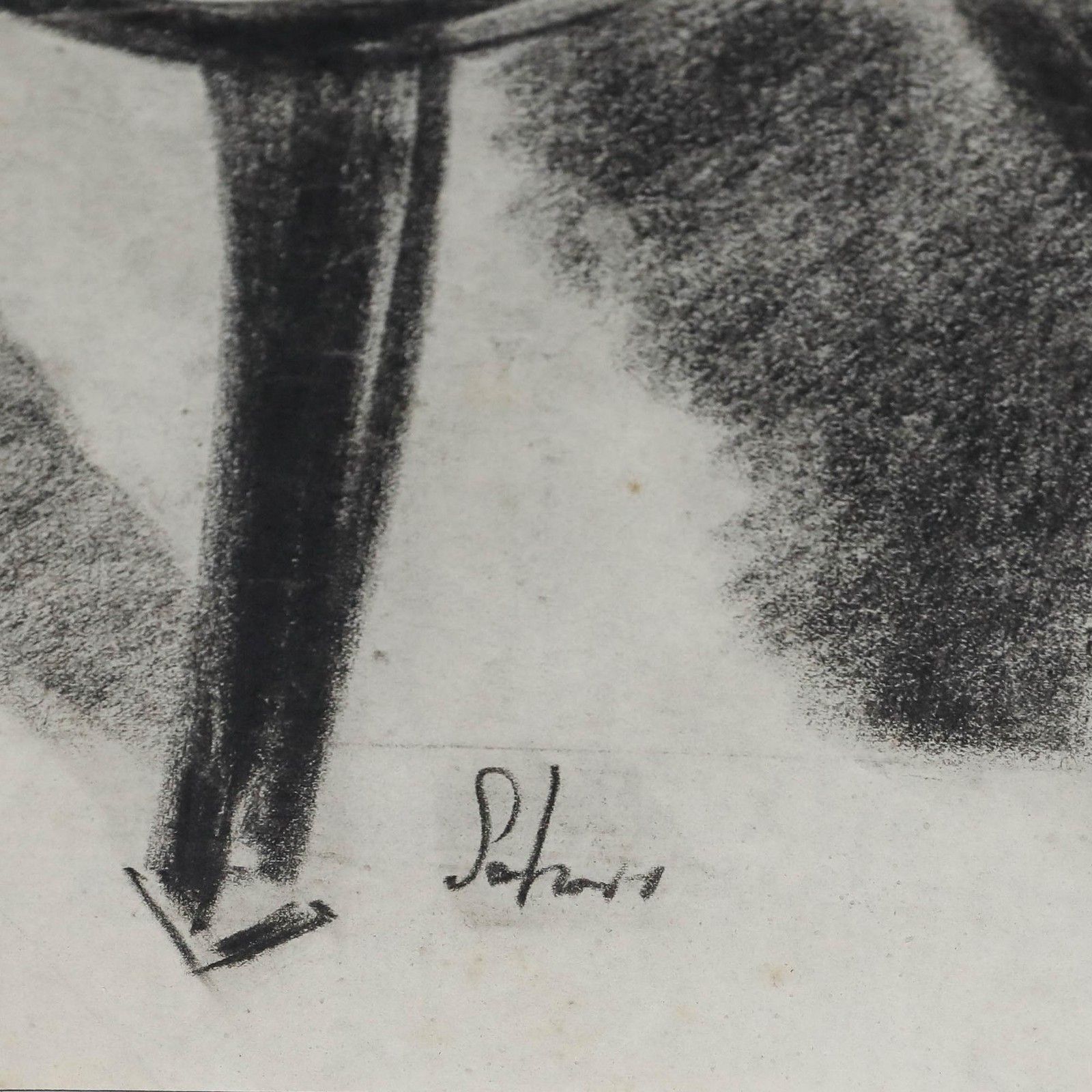 Film Noir C.1940 Charcoal Drawing Time To Contemplate photo 160.0