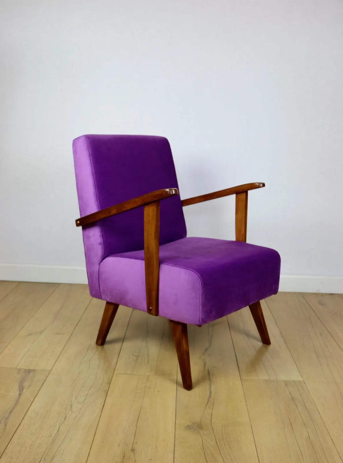 photo for sale Vintage Loft Purple Velvet Armchair   2 Pieces Available