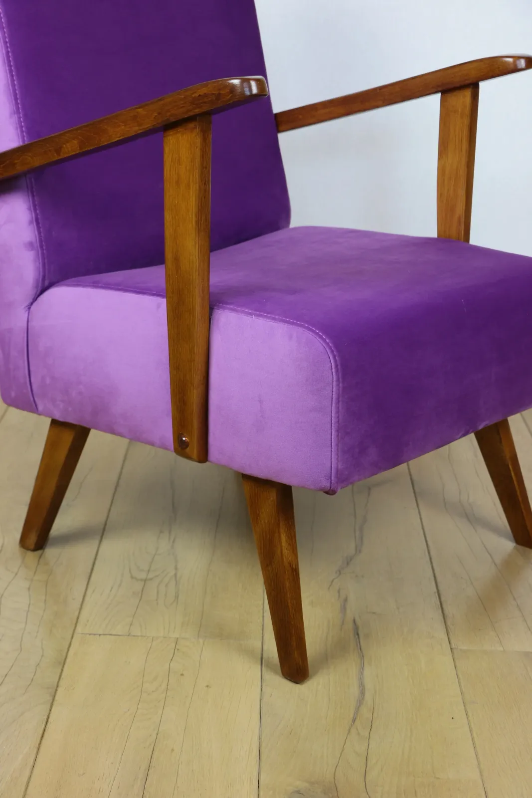 Furniture Vintage Loft Purple Velvet Armchair   2 Pieces Available photo