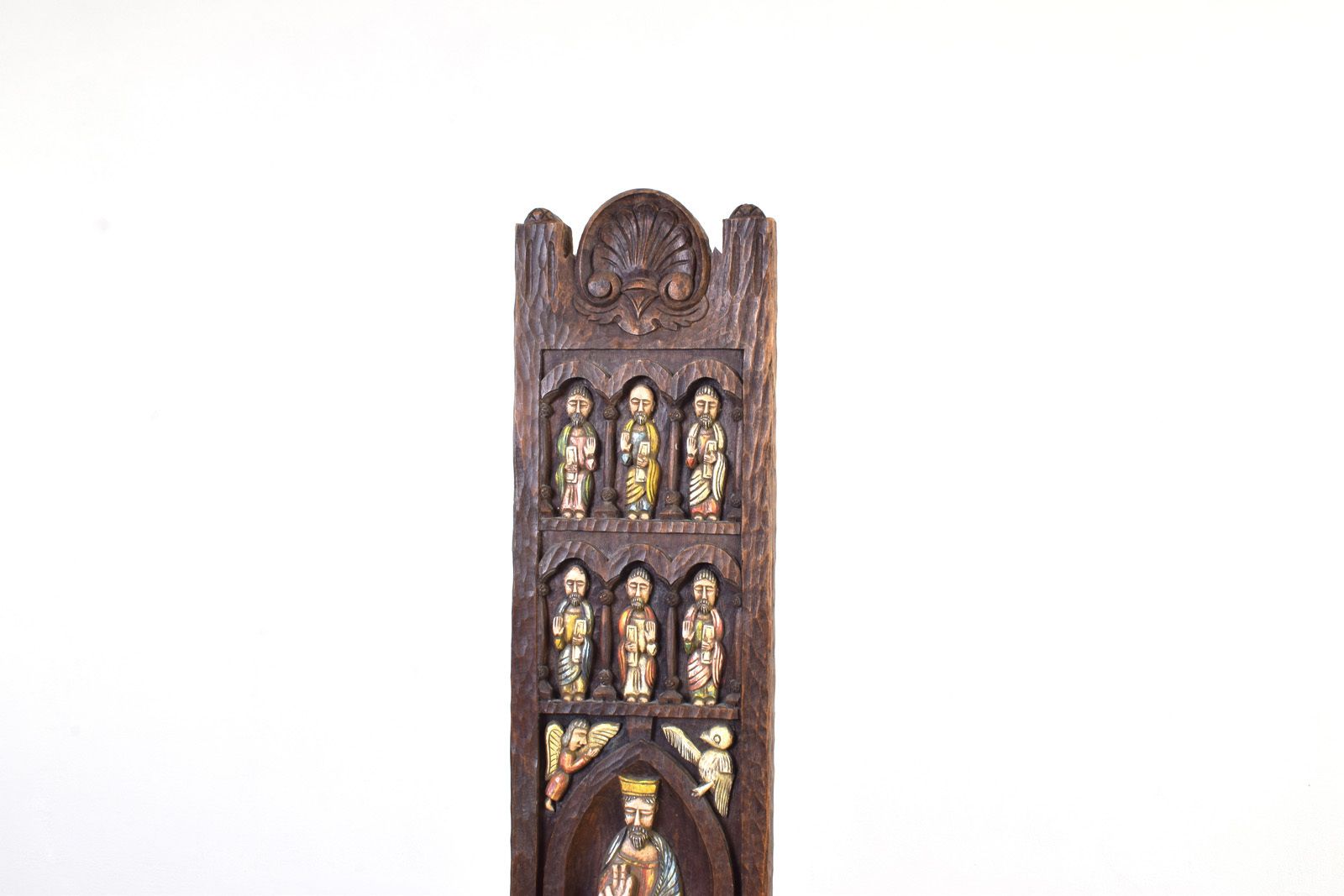 photo furniture Spanish High Back Chair From Ormecasa With Jesus And Apostles, 1970s.