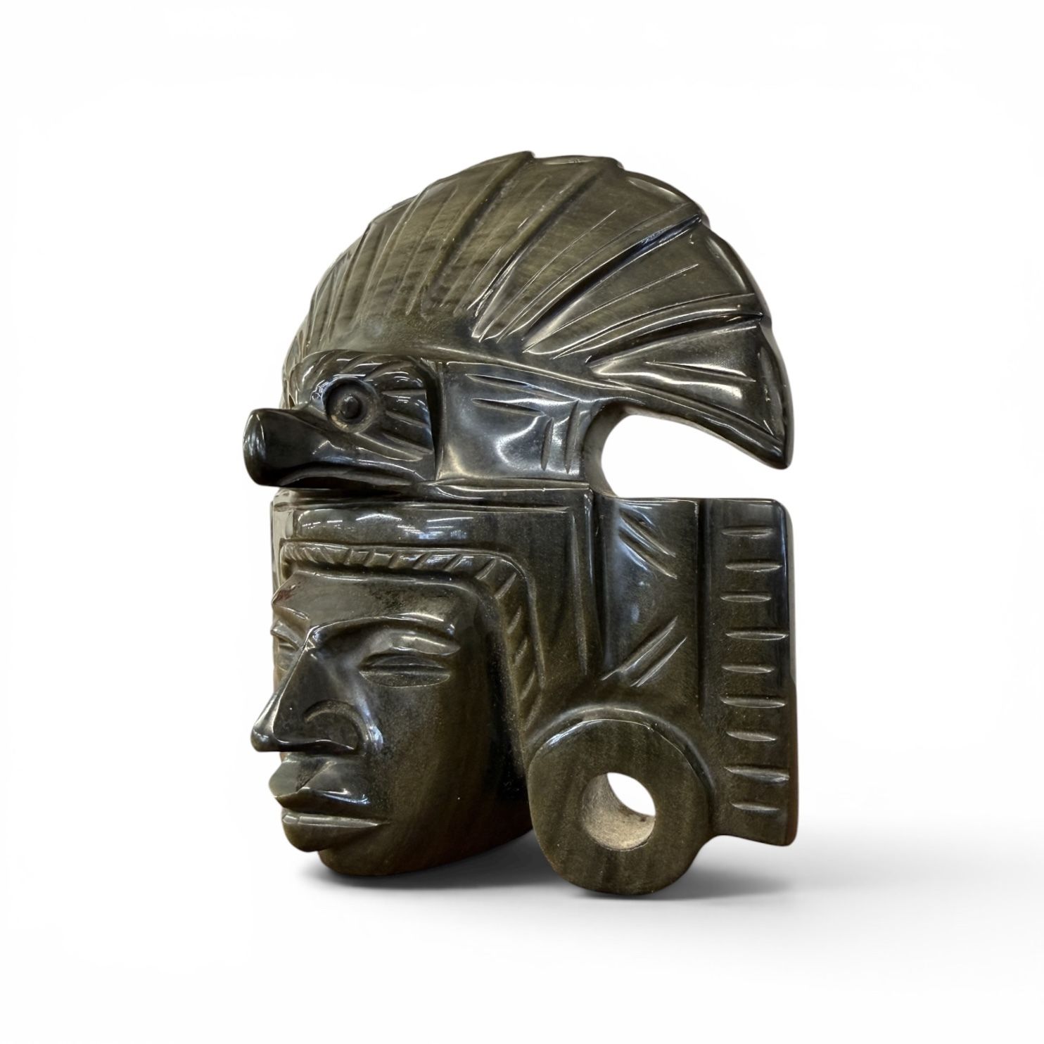 Gold Obsidian Mask Of Tonatiuh, Aztec Sun God, Mid 20th Century photo furniture