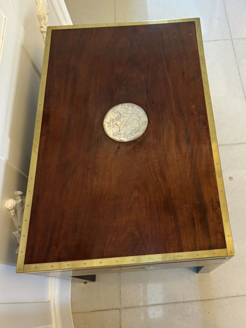 Antique 19th Century Officer’s Brass Bound Mahogany Chest Coffee Table photo Furniture
