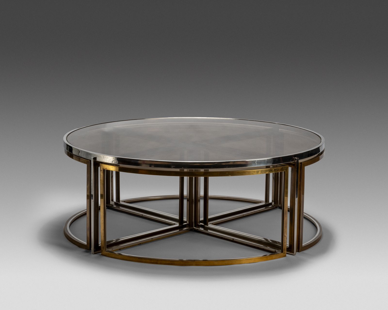 Circular Low Table In Brass And Glass By Jean Charles, France, 1970s photo 10875.0