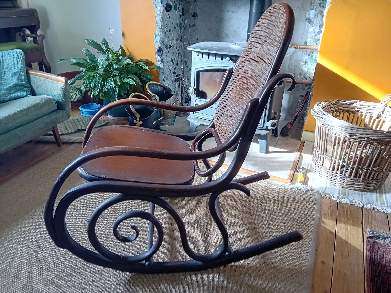 Antique Mundus   J & J Kohn Bentwood Rocking Chair Secessionist Thonet Style Restoration Project Investment Piece