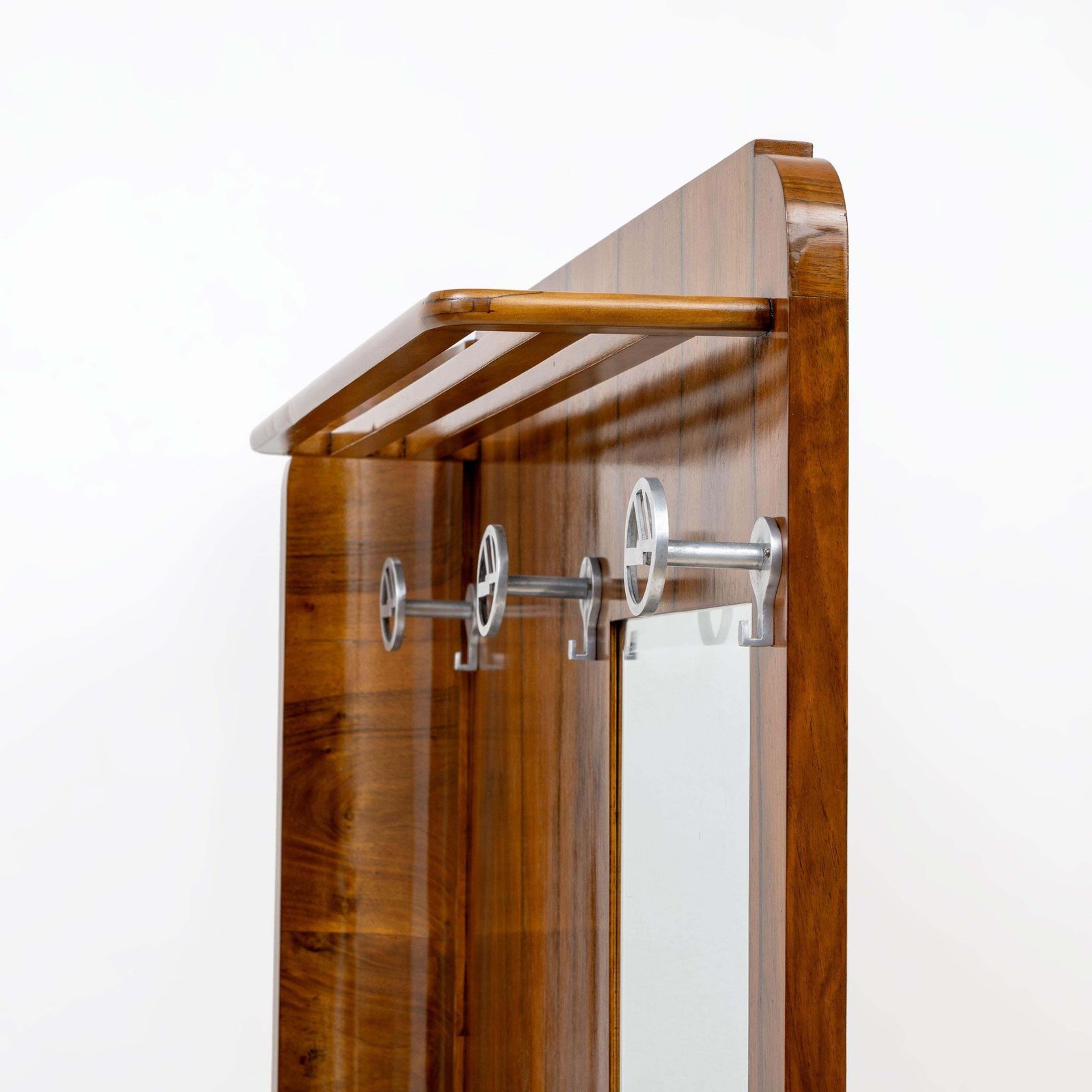 Italian Art Déco Walnut Entry Hall Stand With Integrated Umbrella Holder photo Furniture