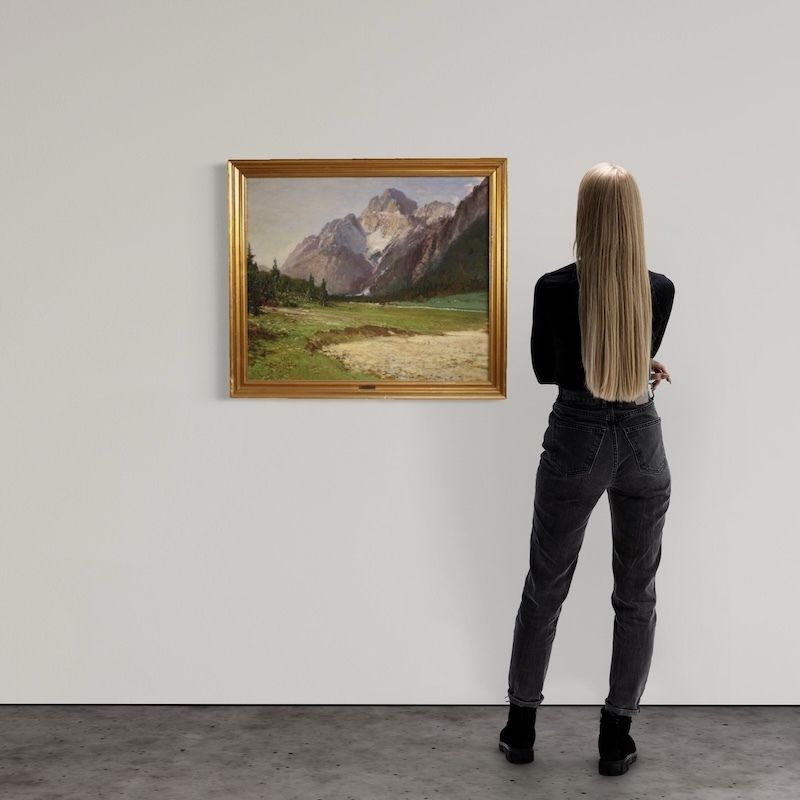 Peinture italienne, vue de la Croda Rossa d'Ampezzo, signée Bentivoglio photo furniture