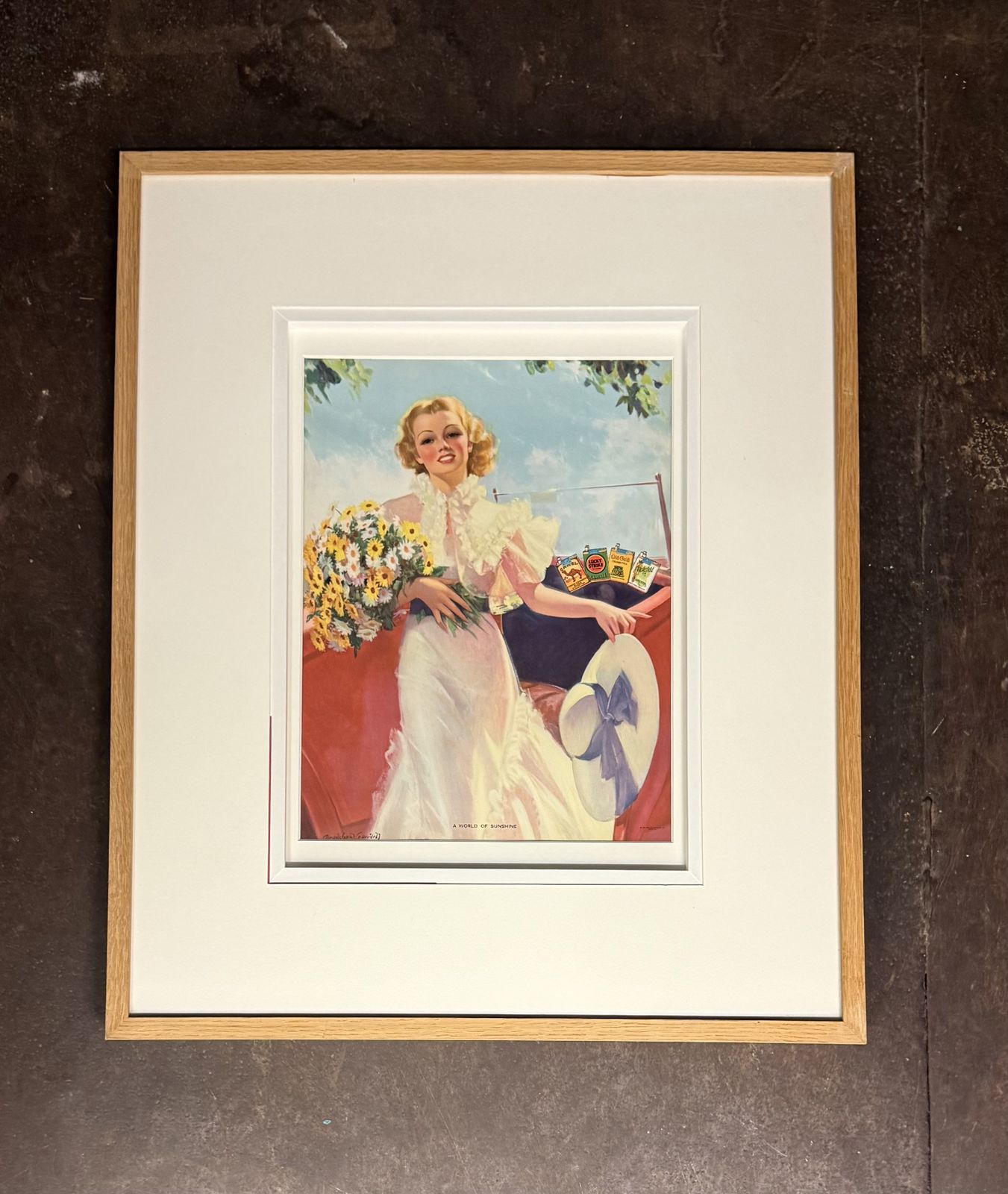 1930s American Lucky Strike Advertising Art Print After Bradshaw Crandell, 'A World Of Sunshine'. photo furniture