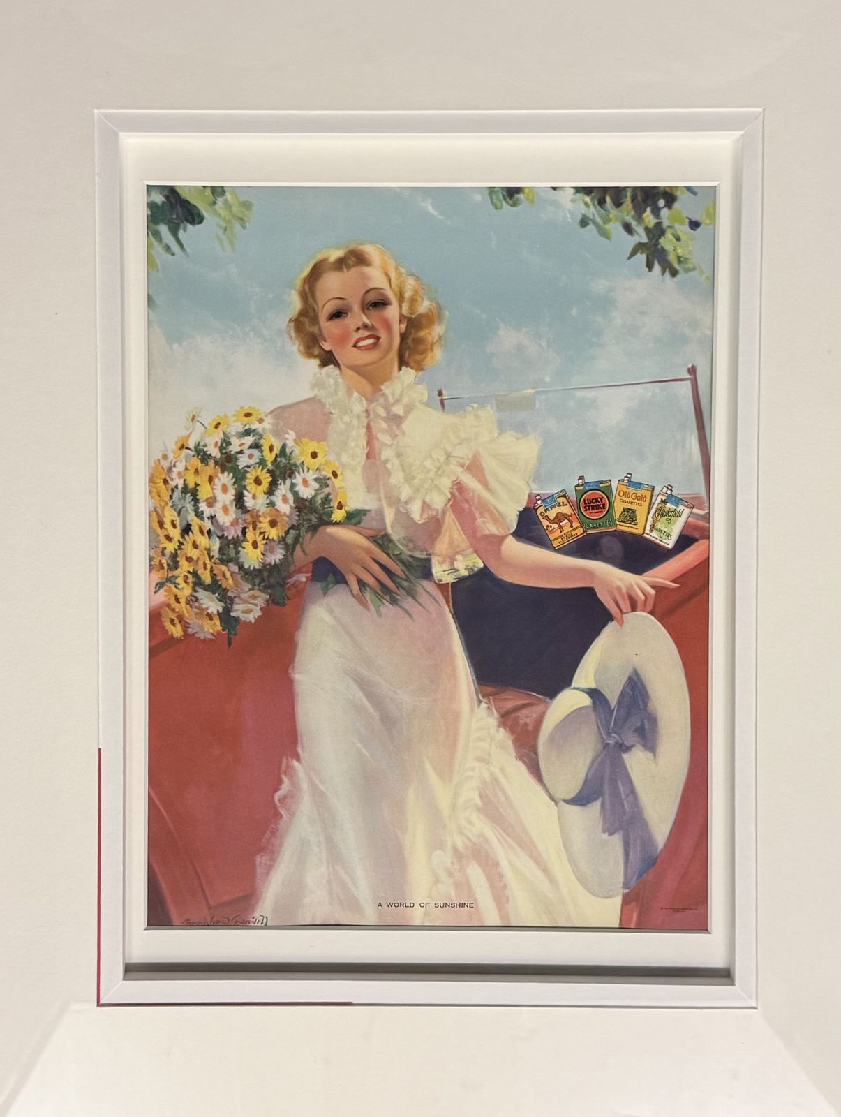 1930s American Lucky Strike Advertising Art Print After Bradshaw Crandell, 'A World Of Sunshine'. photo vintage