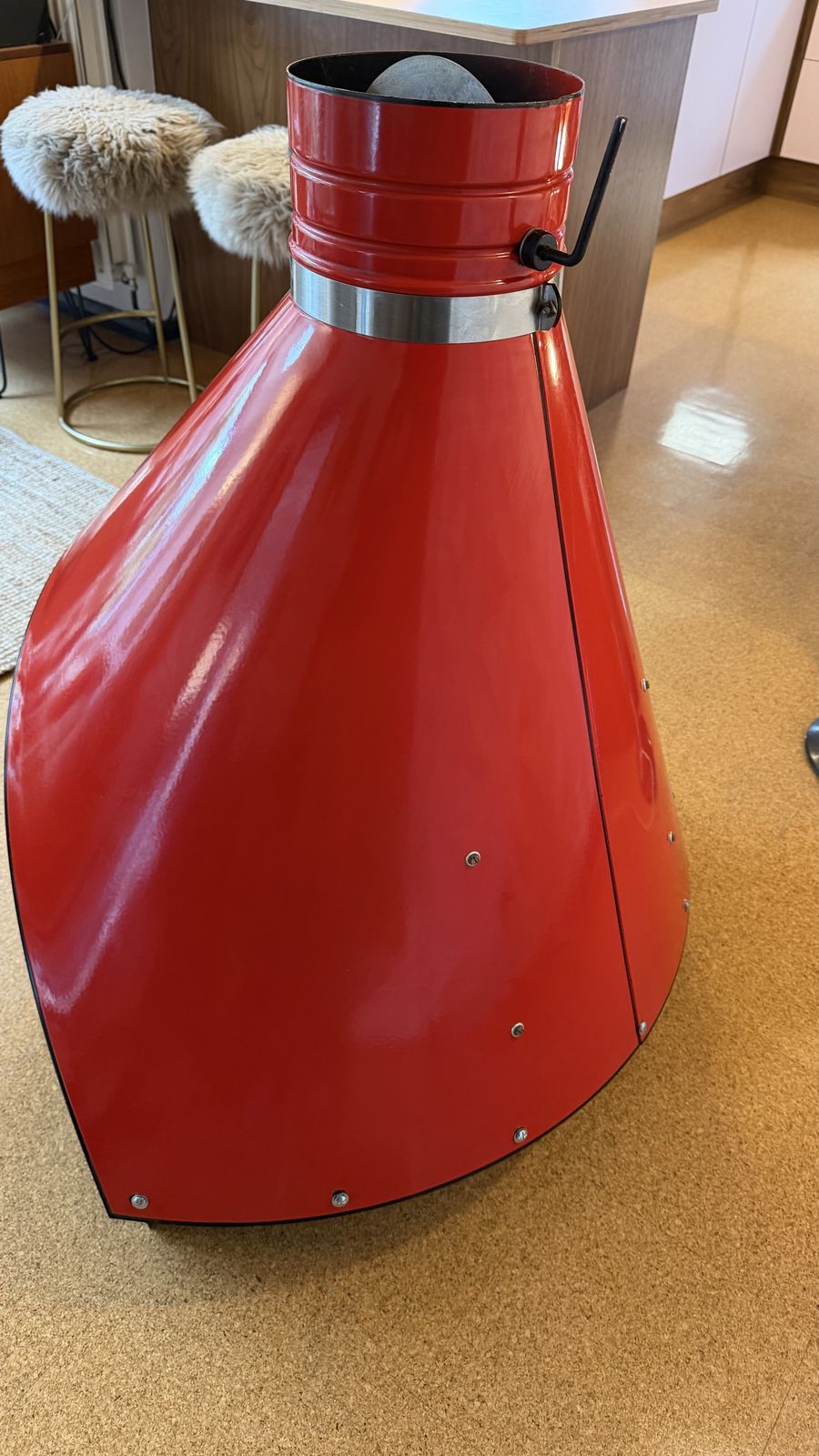 Mid Century Vintage Preway Mfg Cone Fireplace Red Enamel & Steel. photo vinterior