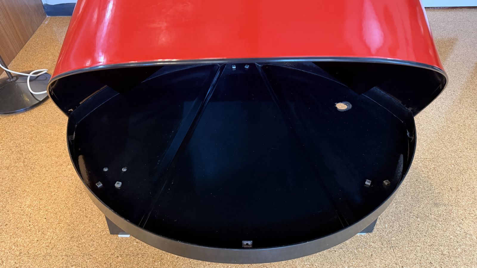 photo vintage Mid Century Vintage Preway Mfg Cone Fireplace Red Enamel & Steel.