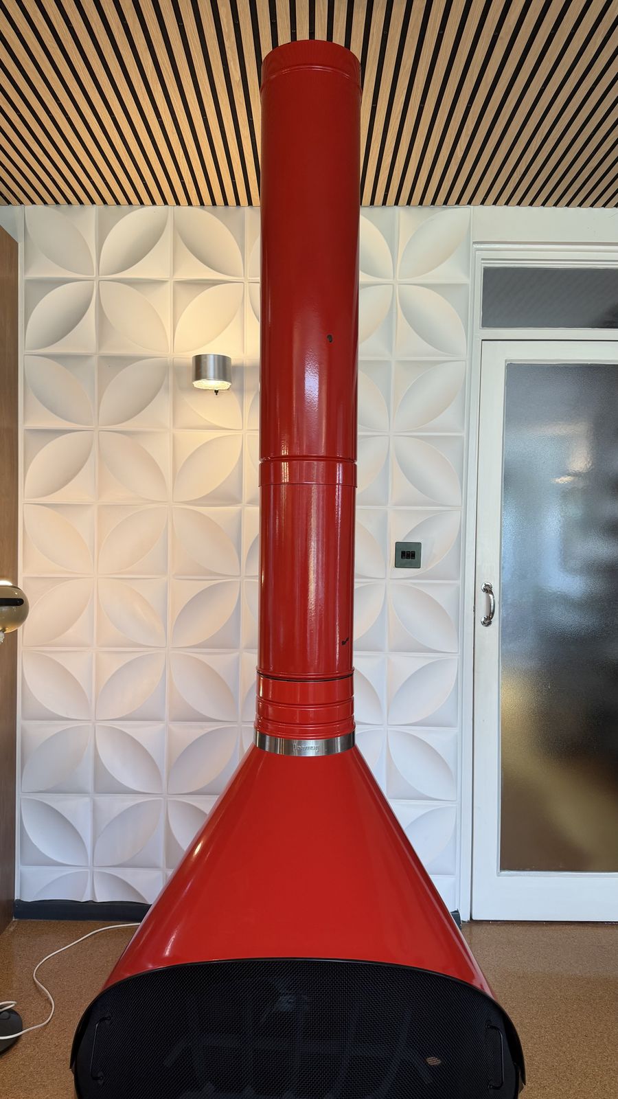 Mid Century Vintage Preway Mfg Cone Fireplace Red Enamel & Steel. photo furniture