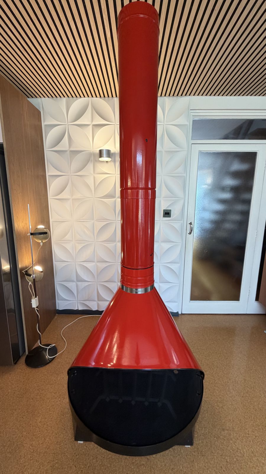 Mid Century Vintage Preway Mfg Cone Fireplace Red Enamel & Steel.