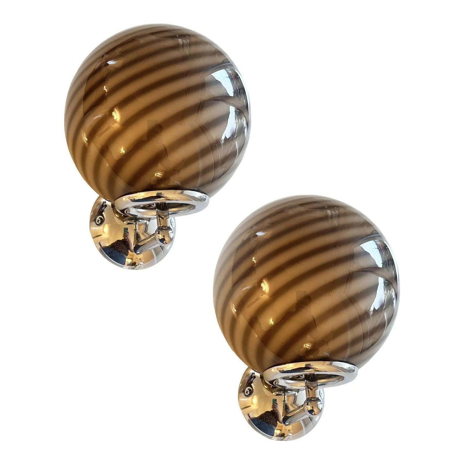 Contemporary Beige And Brown “Rods” Murano Glass Wall Sconces Simoeng   Lot Of 4. photo furniture