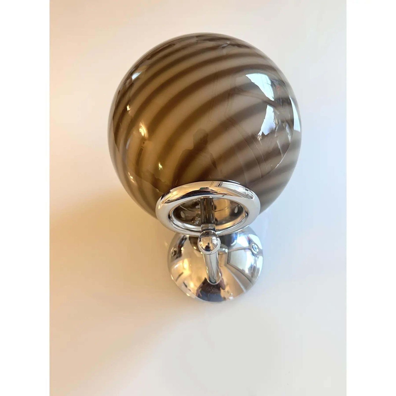 Contemporary Beige And Brown “Rods” Murano Glass Wall Sconces Simoeng   Lot Of 4. photo vinterior