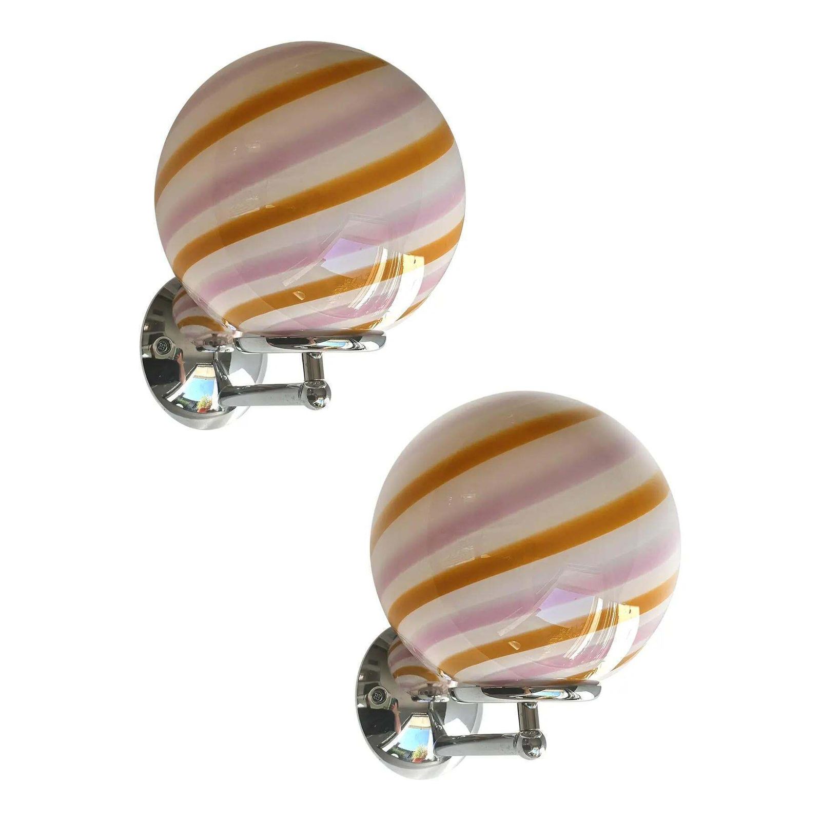 Contemporary Amber And Pink “Rods” Murano Glass Wall Sconces   Lot Of 4. photo furniture