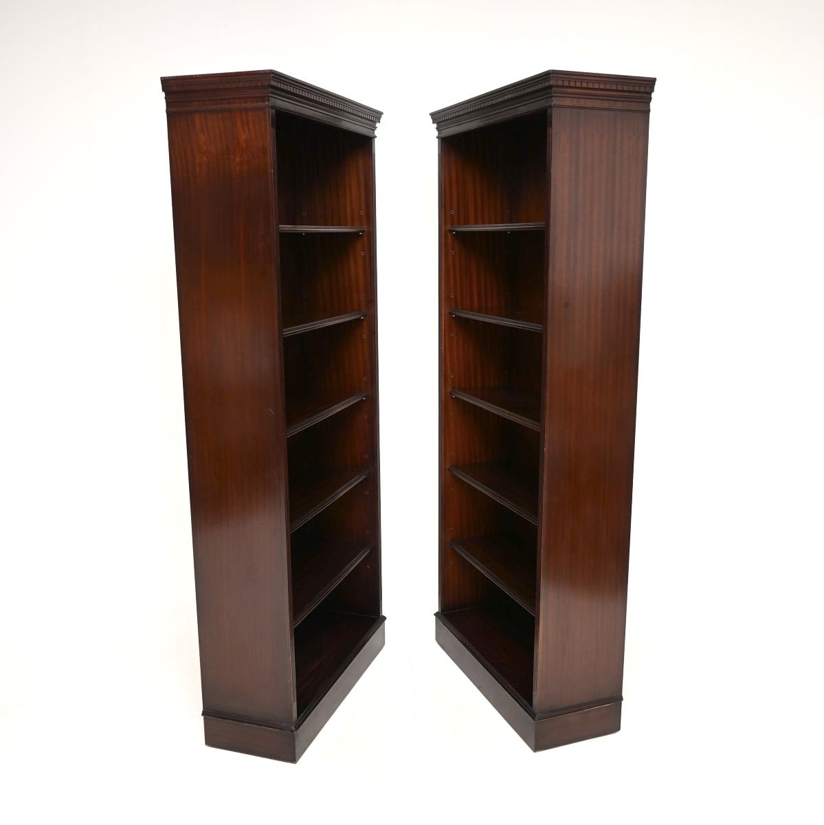 photo for sale Pair Of Antique Georgian Style Mahogany Open Bookcases