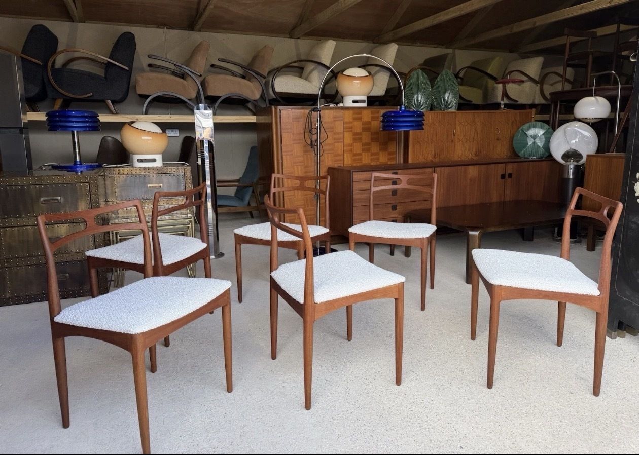 Set Of 6 Danish Teak Bow “Model 94" Johannes Andersen Dining Chairs Mid Century photo furniture
