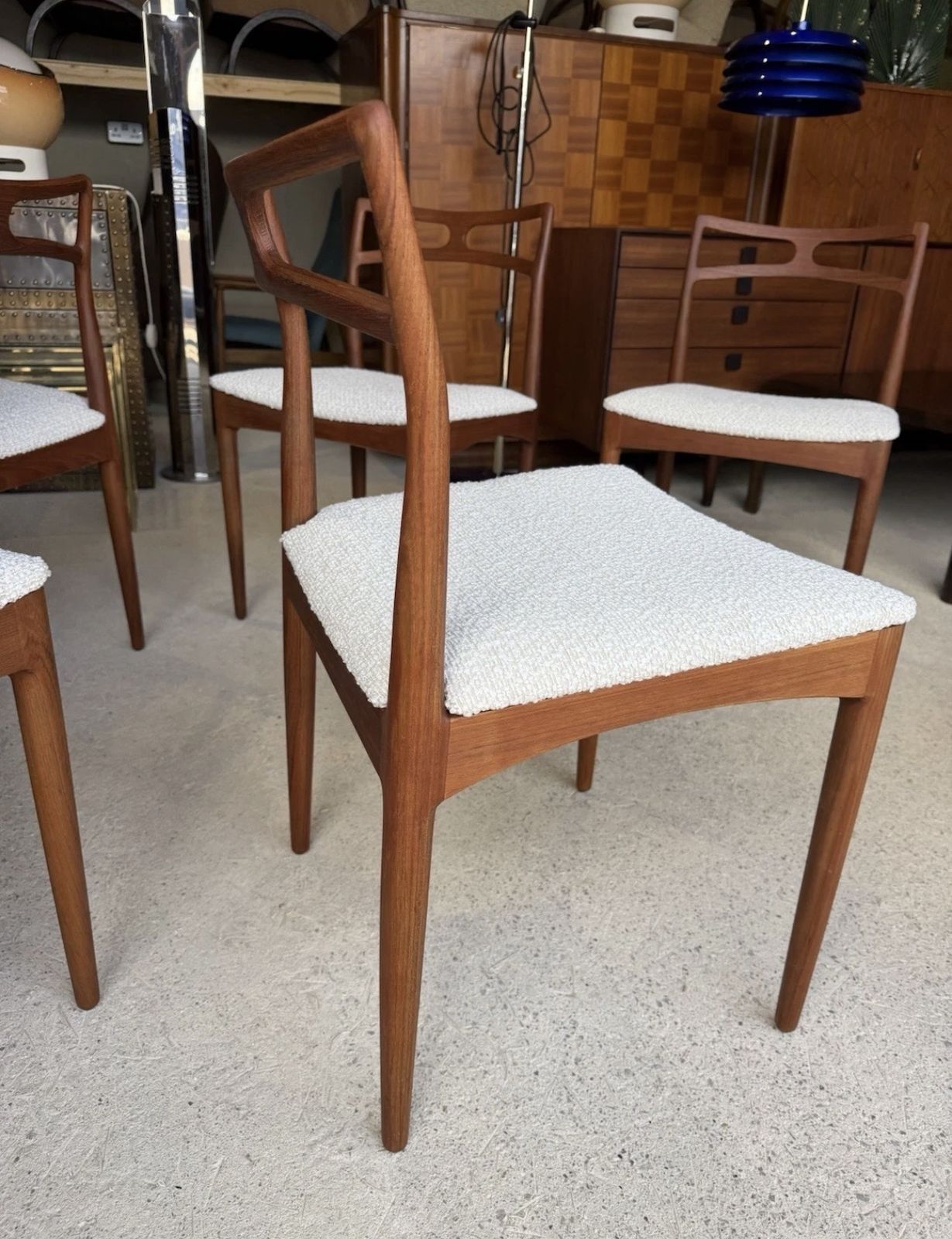 photo buy Set Of 6 Danish Teak Bow “Model 94" Johannes Andersen Dining Chairs Mid Century
