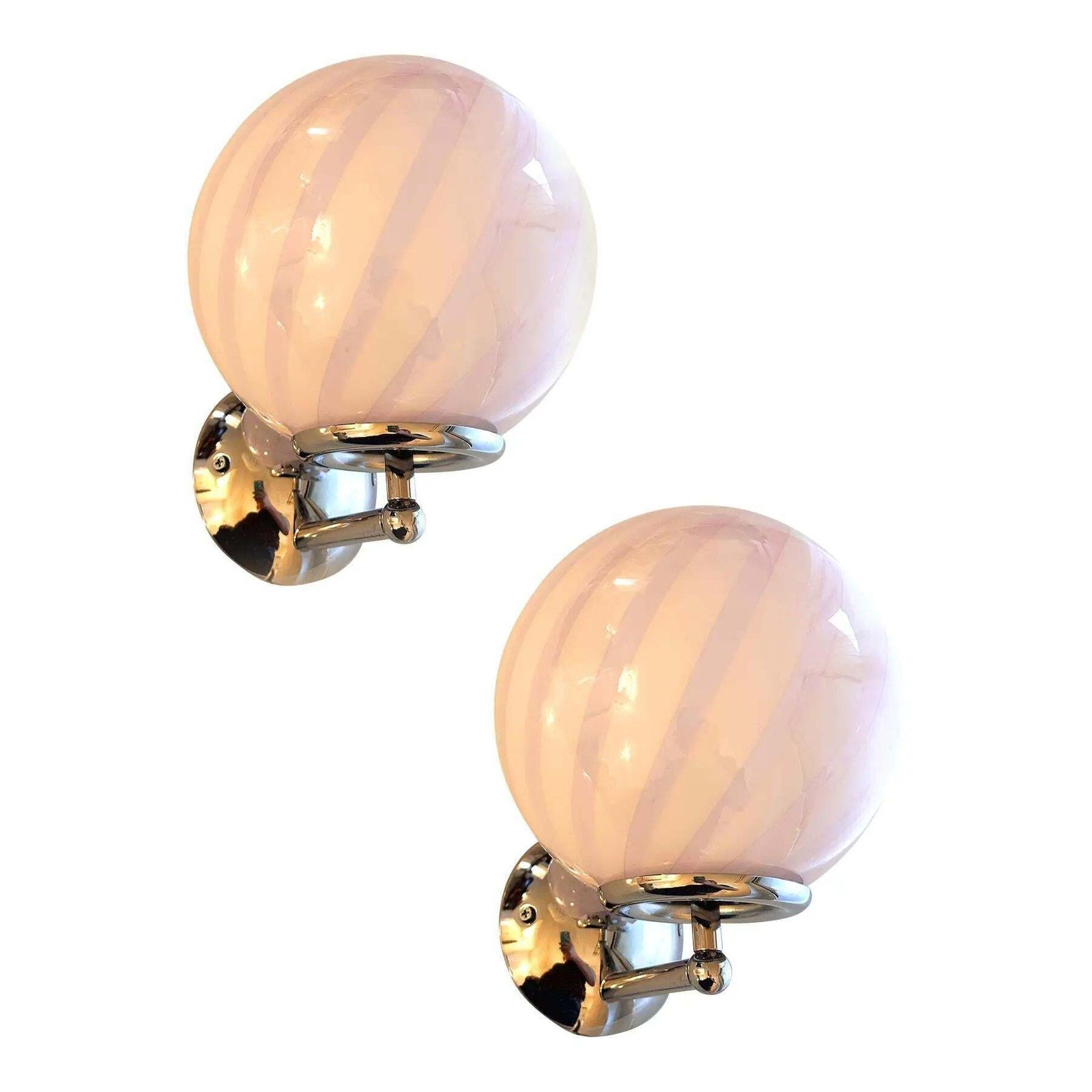 Lot Of 4 Contemporary Pink Swirl “Rods” Murano Glass Wall Sconces. photo furniture