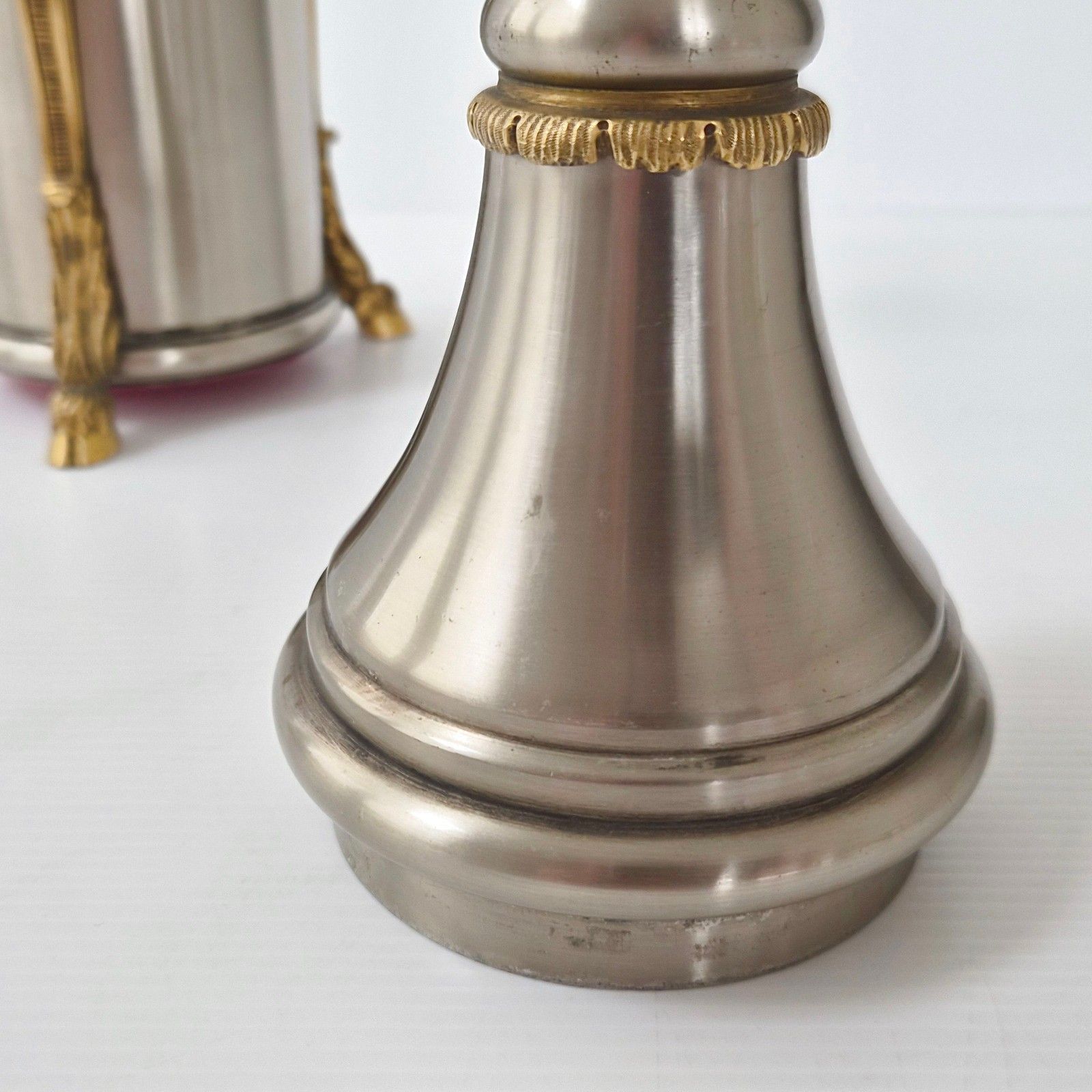 Vintage 1970 Au Belier Stainless Steel & Bronze Bottle Holder Dlg House Rings 70s photo vintage
