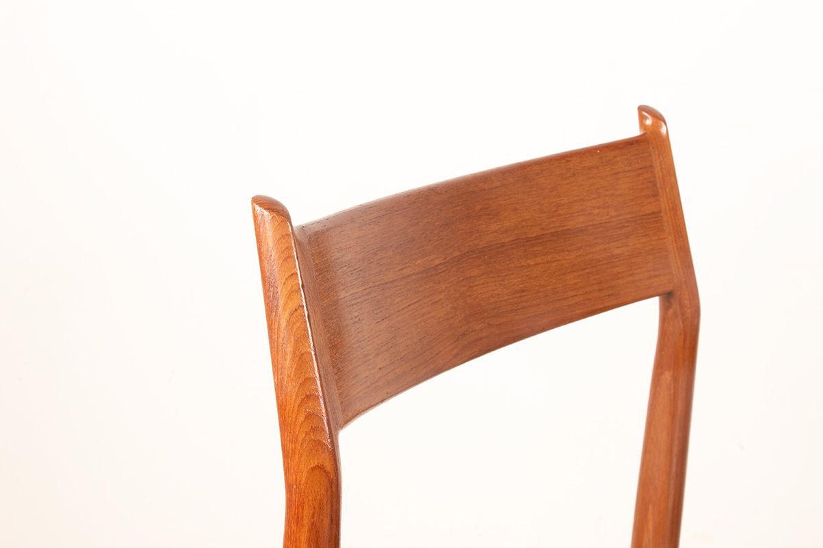 Ensemble de 6 chaises danoises en teck et skaï, neuves, modèle 418, par Arne Vodder pour Sibast, 1960. photo 3600.0