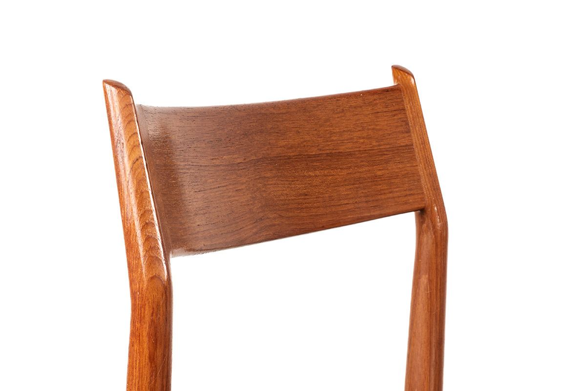 Ensemble de 6 chaises danoises en teck et skaï, neuves, modèle 418, par Arne Vodder pour Sibast, 1960. photo buy
