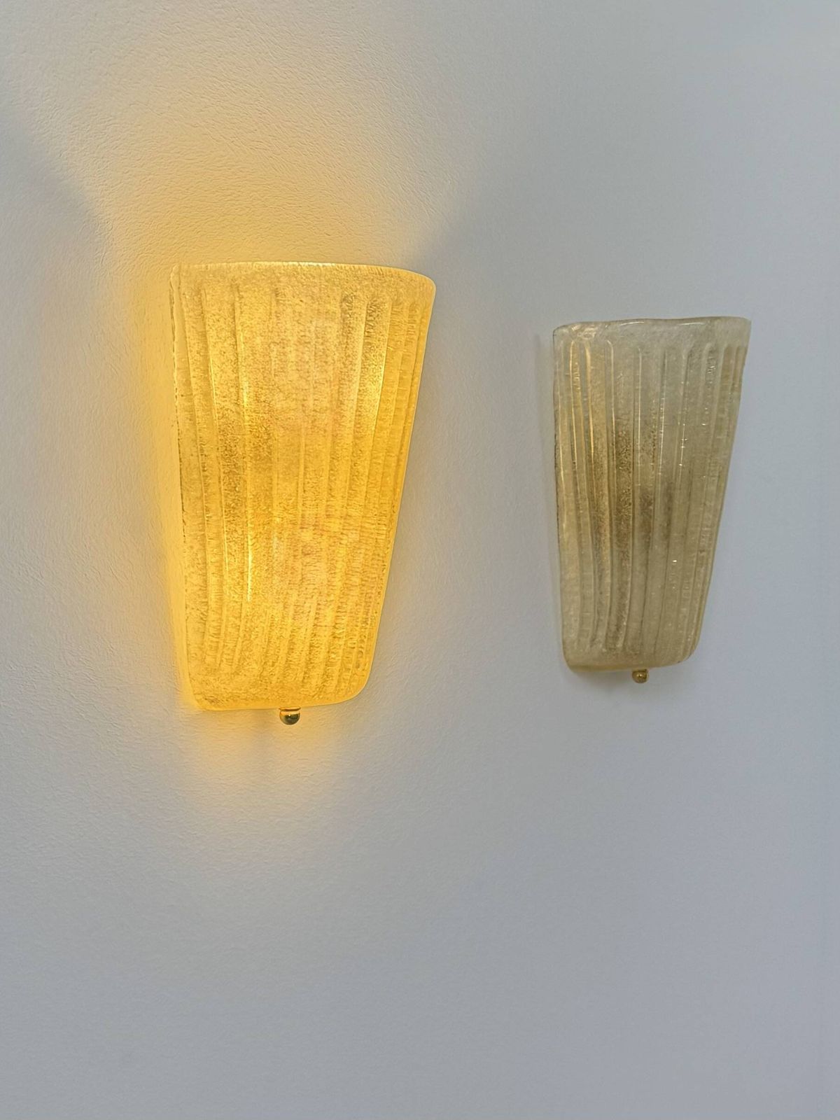 Pair Of Vintage Wall Sconces In Pressed Molded Murano Glass, Italy, 1980 photo furniture