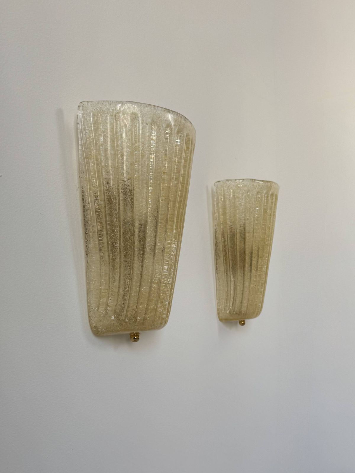 Pair Of Vintage Wall Sconces In Pressed Molded Murano Glass, Italy, 1980 photo vintage