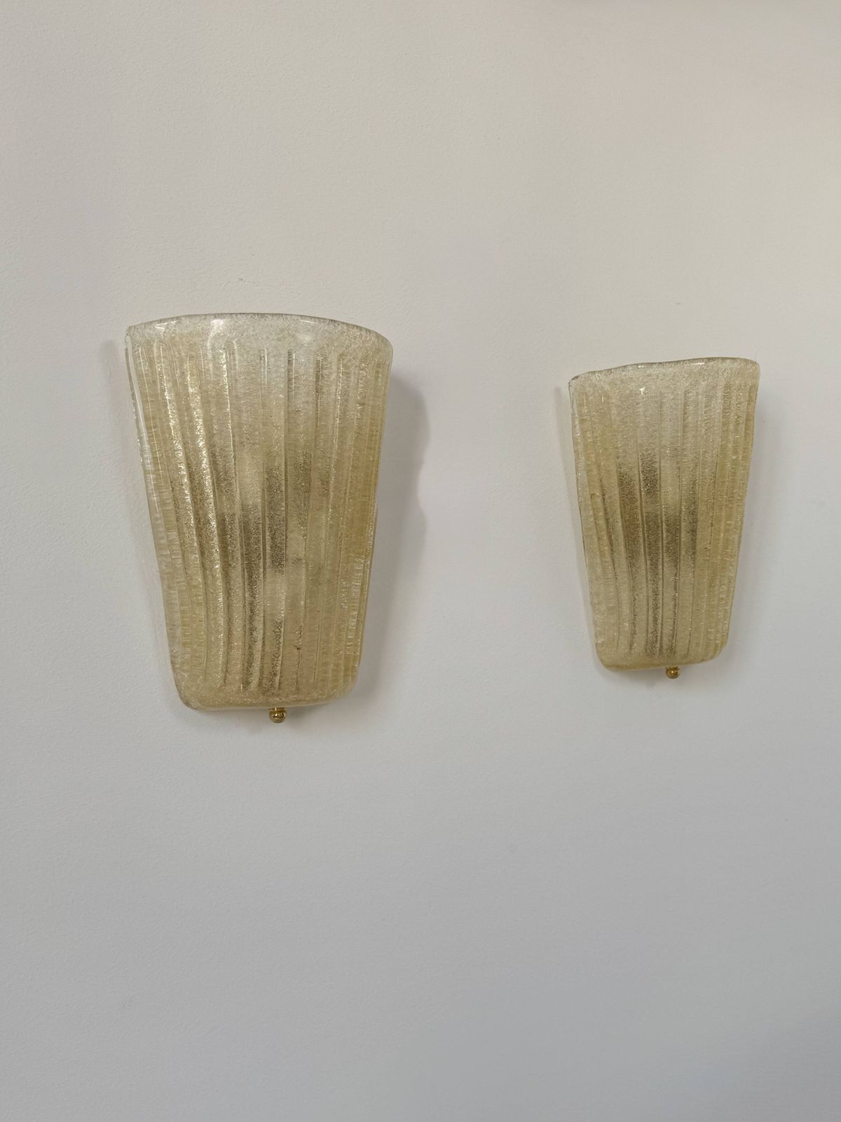 photo furniture Pair Of Vintage Wall Sconces In Pressed Molded Murano Glass, Italy, 1980